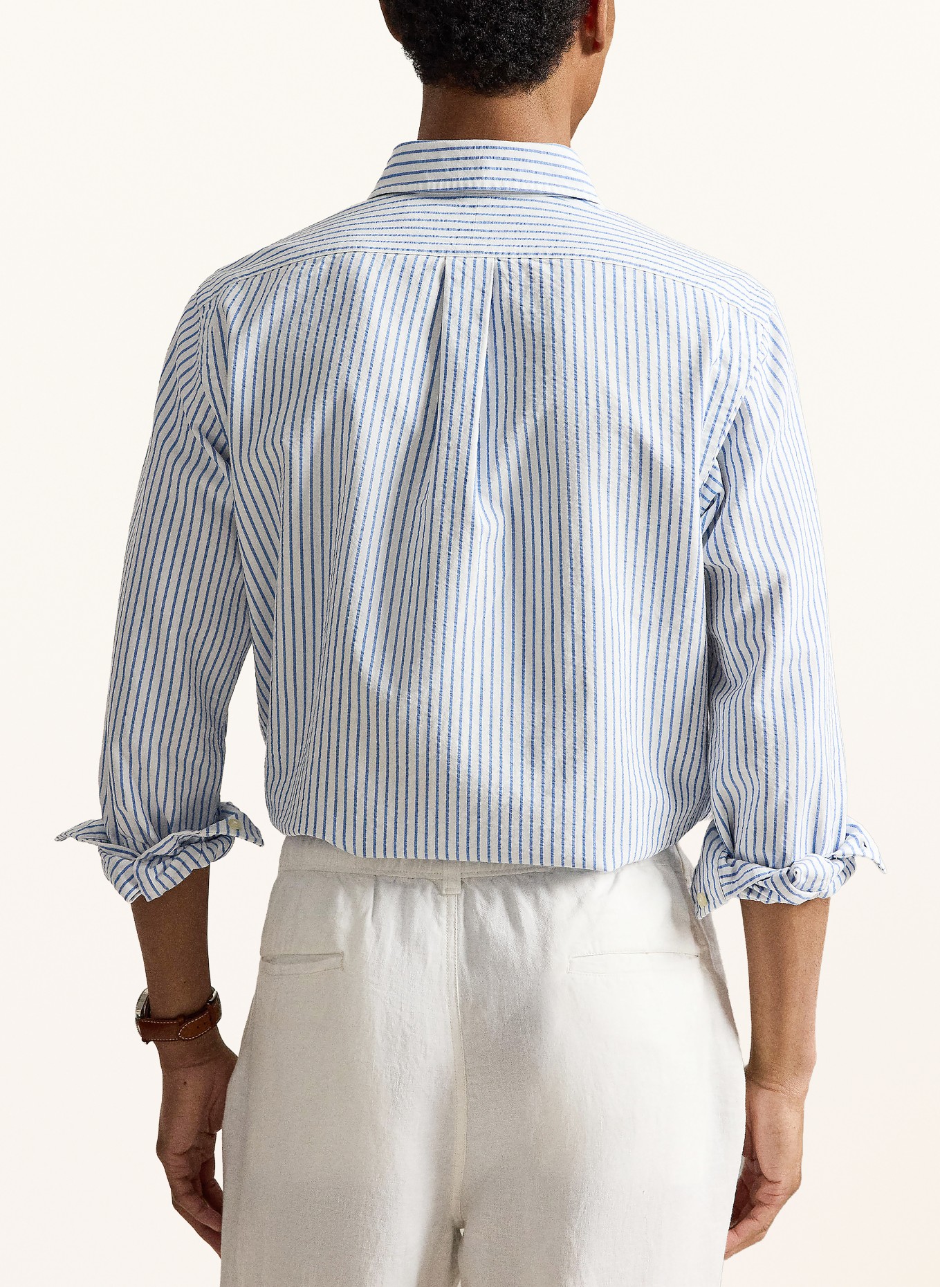 POLO RALPH LAUREN Overhemd OXFORD Slim Fit: WIT / BLAUW