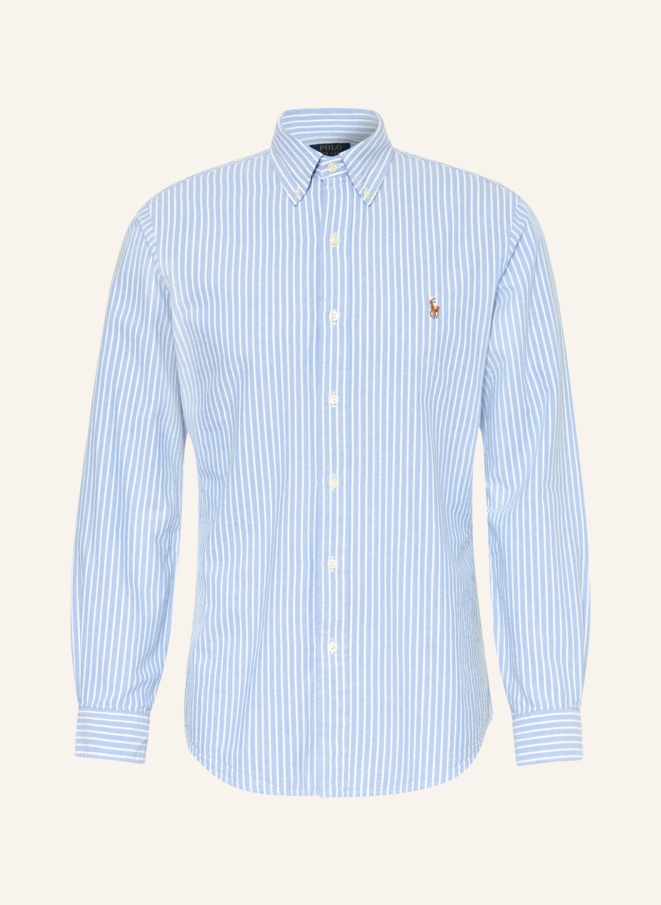 POLO RALPH LAUREN Chemise OXFORD coupe ajustée: BLEU CLAIR / BLANC