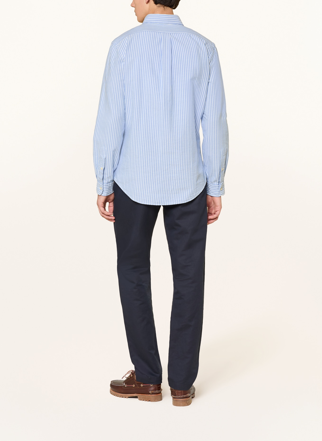 POLO RALPH LAUREN Chemise OXFORD coupe ajustée: BLEU CLAIR / BLANC