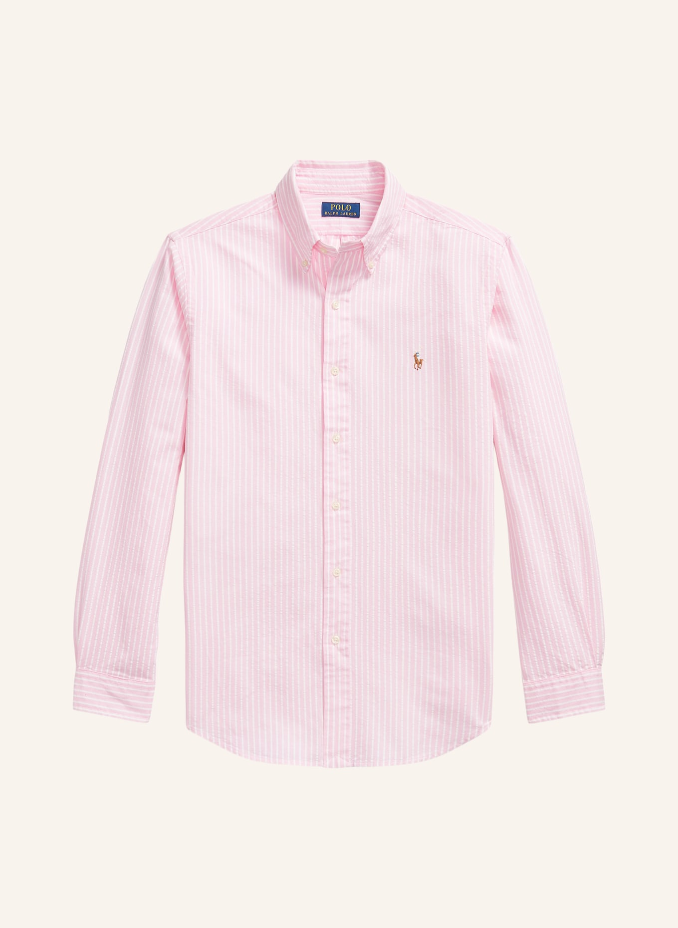 POLO RALPH LAUREN Chemise OXFORD coupe ajustée: ROSE / BLANC