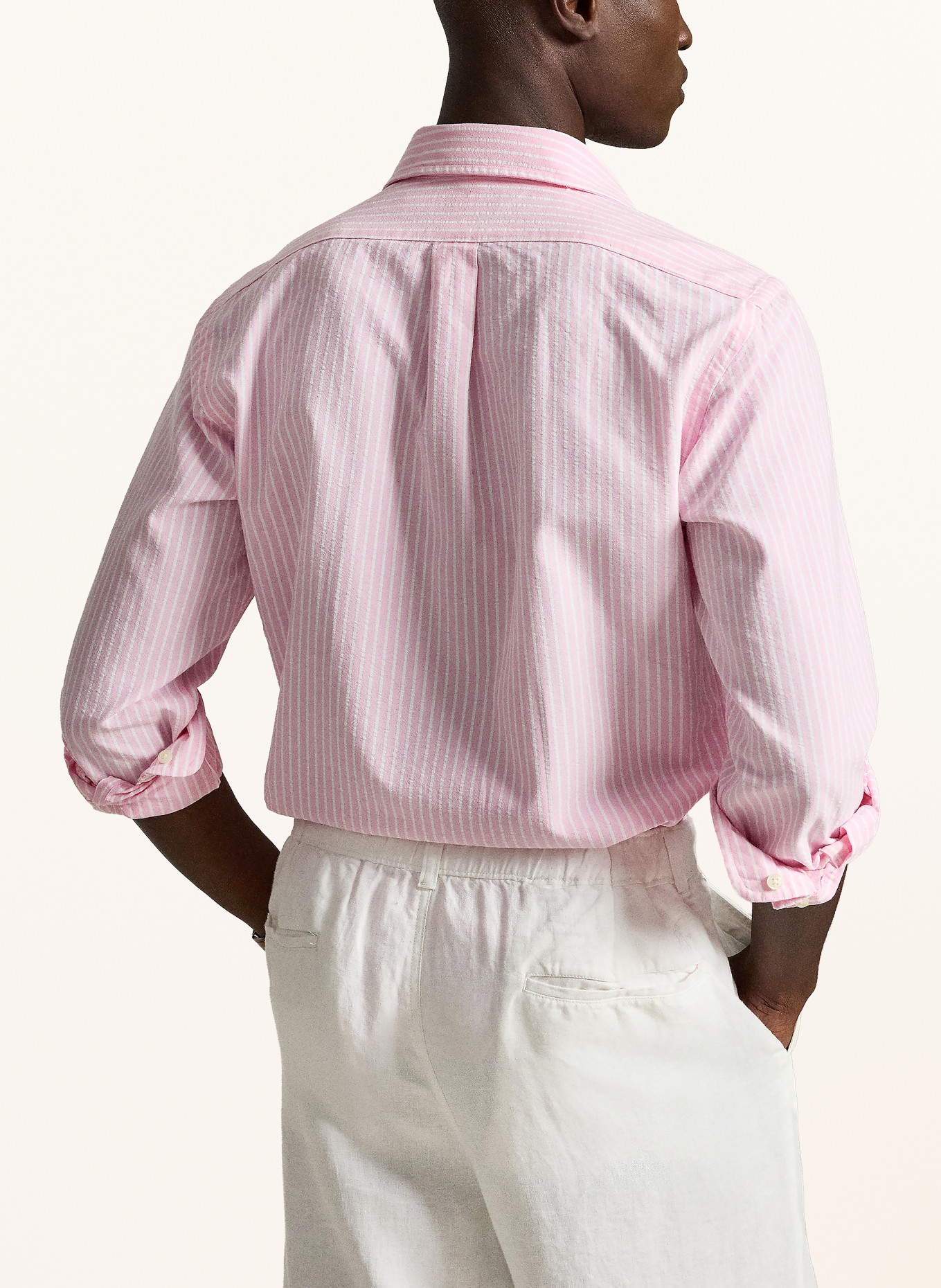 POLO RALPH LAUREN Chemise OXFORD coupe ajustée: ROSE / BLANC