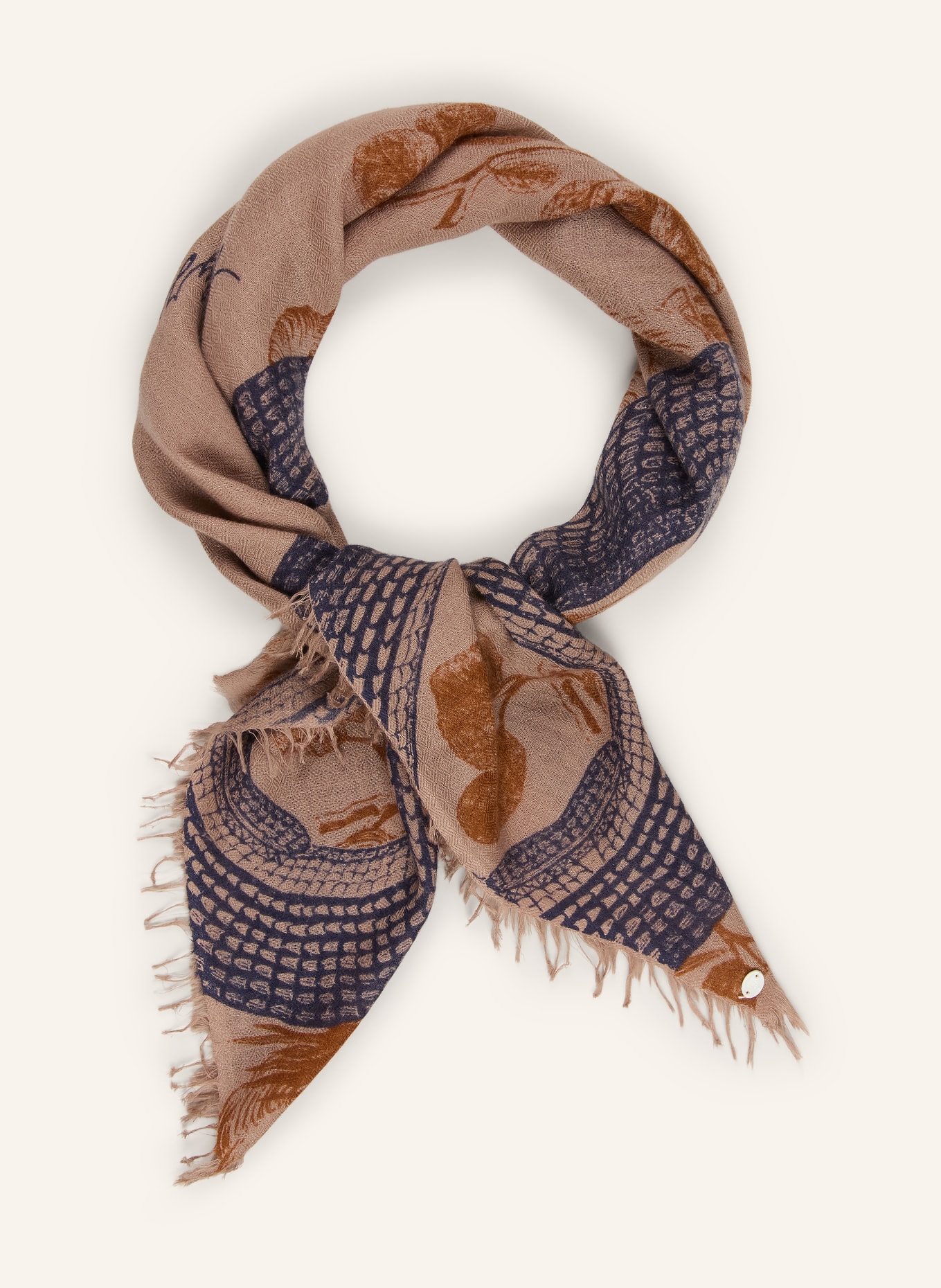 friendly hunting Cashmere-Tuch: TAUPE / BRAUN / DUNKELBLAU