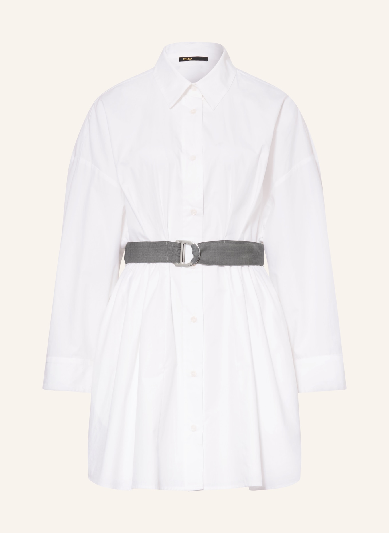 maje Hemdblusenkleid RISHIRT: WEISS / DUNKELGRAU