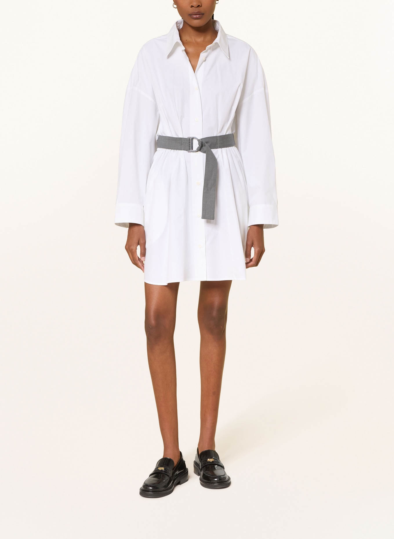 maje Hemdblusenkleid RISHIRT: WEISS / DUNKELGRAU