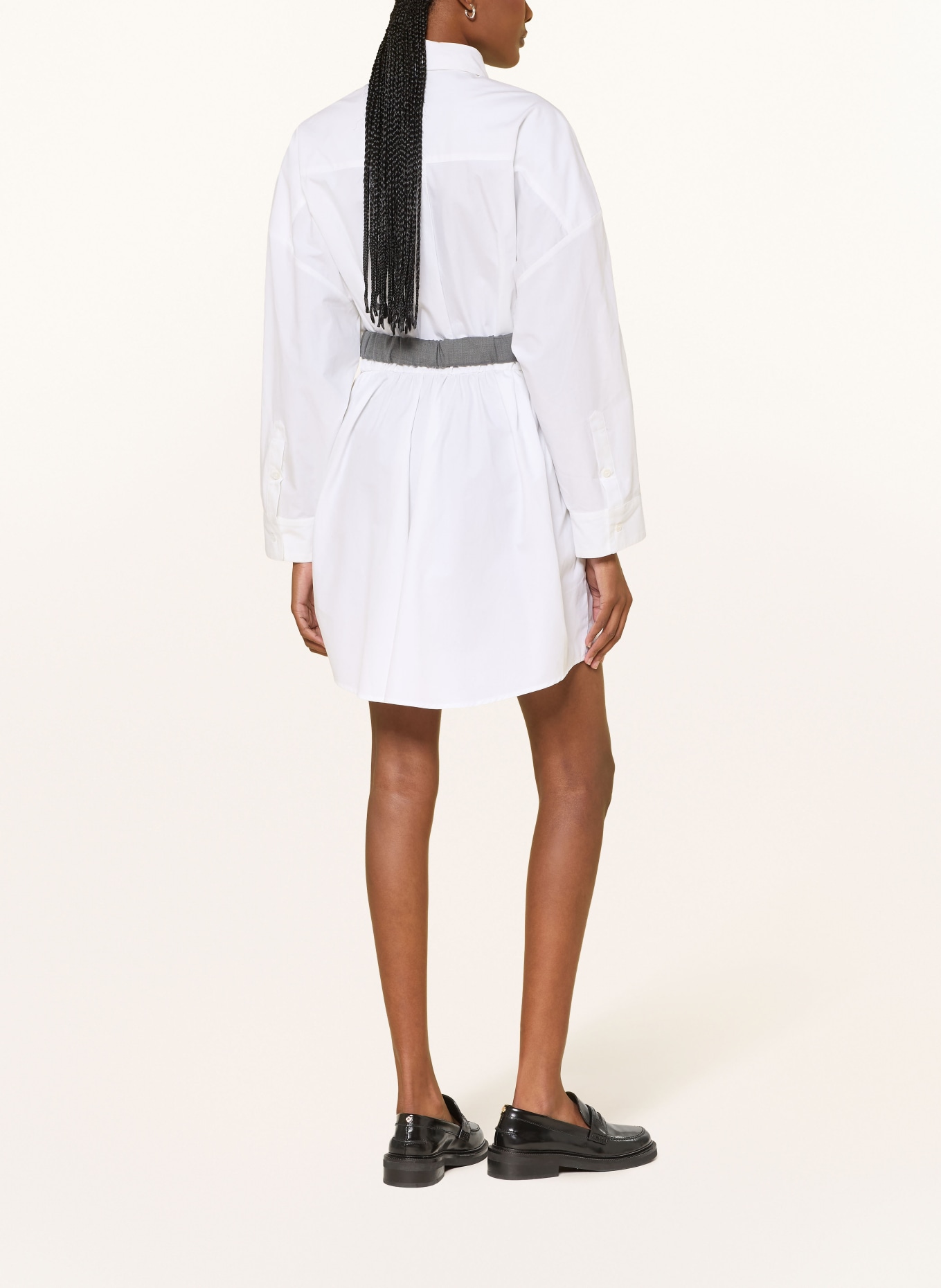 maje Hemdblusenkleid RISHIRT: WEISS / DUNKELGRAU