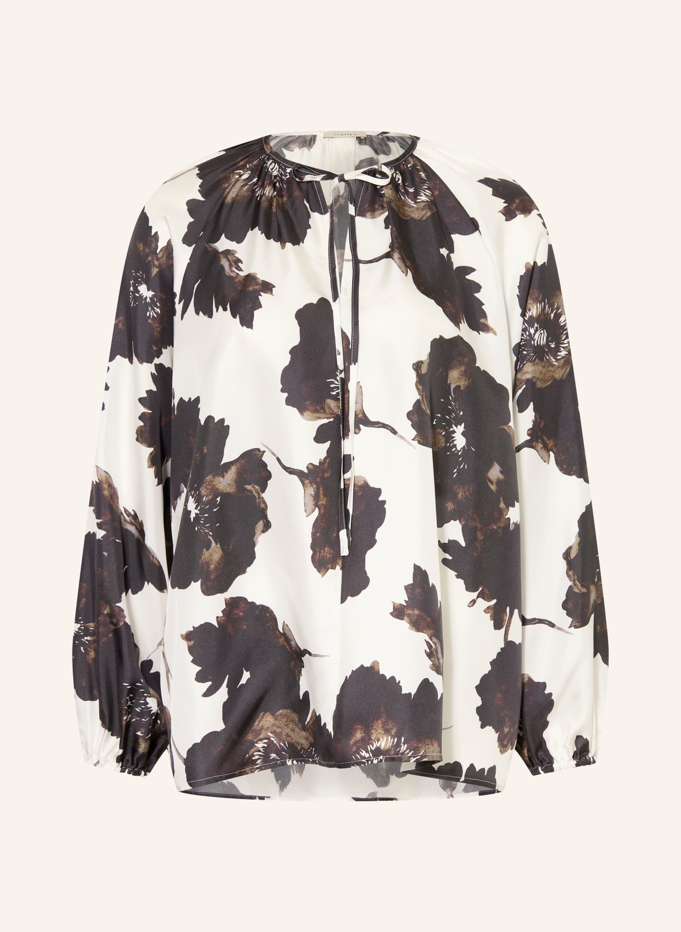 lilienfels Silk blouse: WHITE / DARK BROWN / BROWN