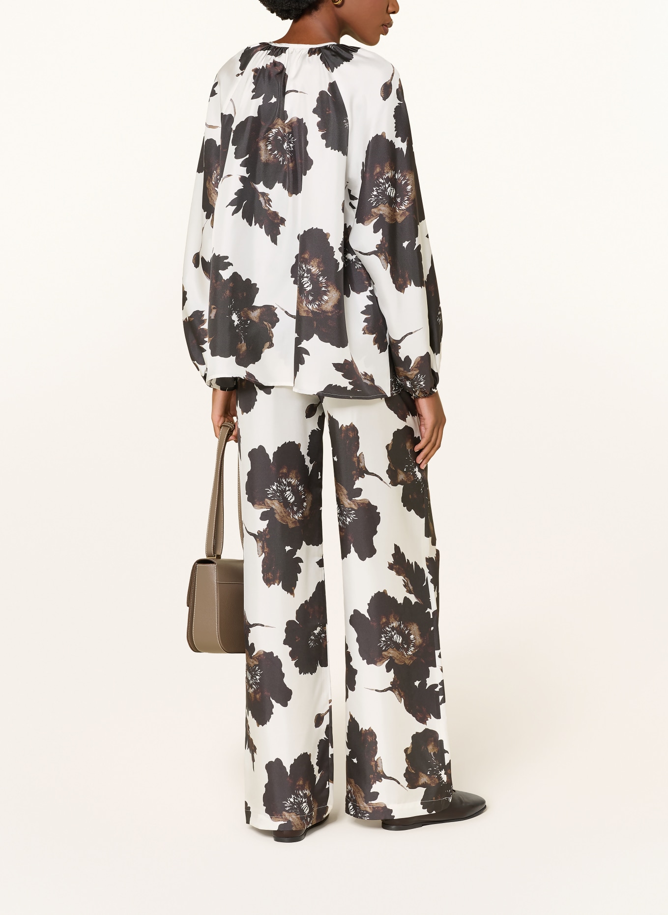 lilienfels Silk blouse: WHITE / DARK BROWN / BROWN