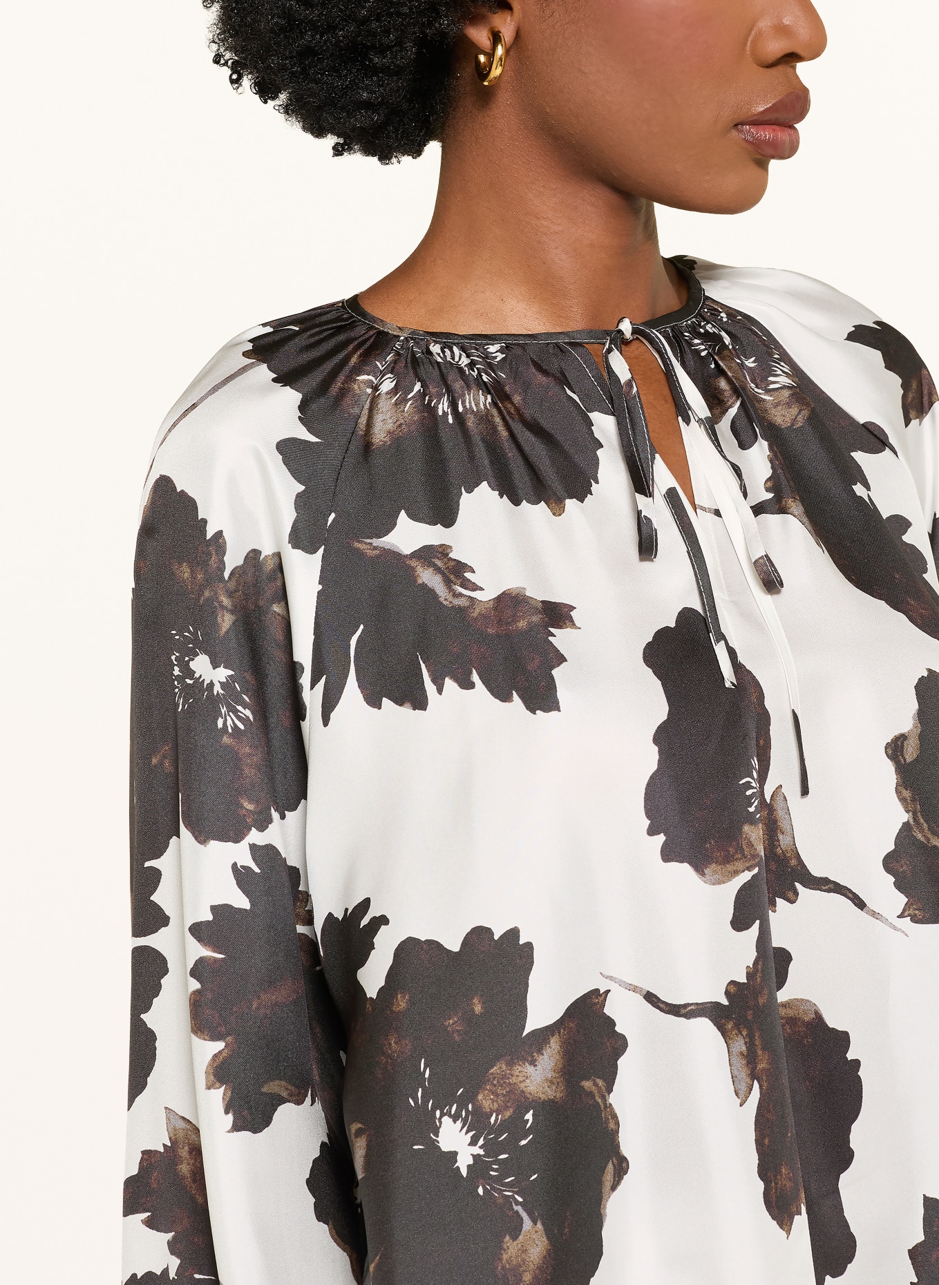 lilienfels Silk blouse: WHITE / DARK BROWN / BROWN