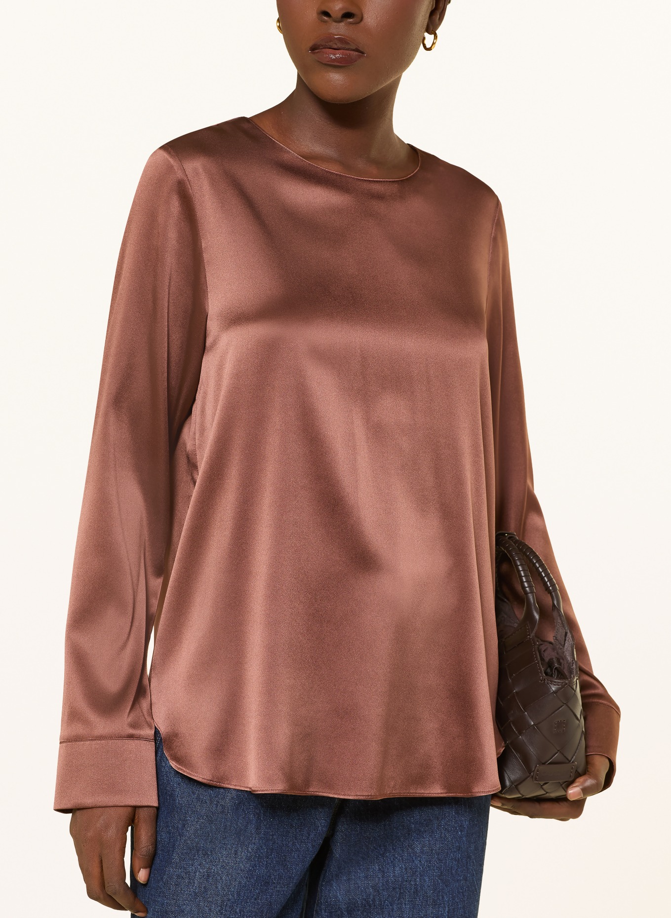 (THE MERCER) N.Y. Blusenshirt mit Seide: BRAUN