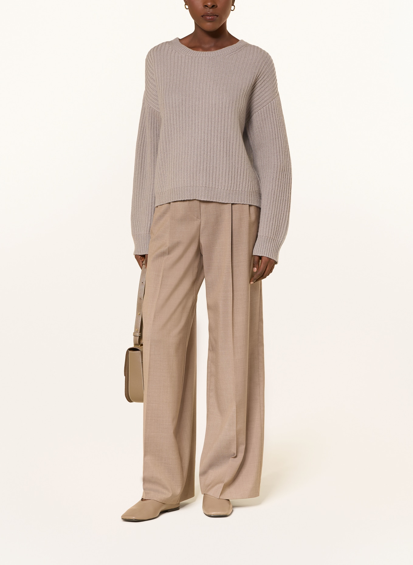 (THE MERCER) N.Y. Trui van merinowol en kasjmier: TAUPE
