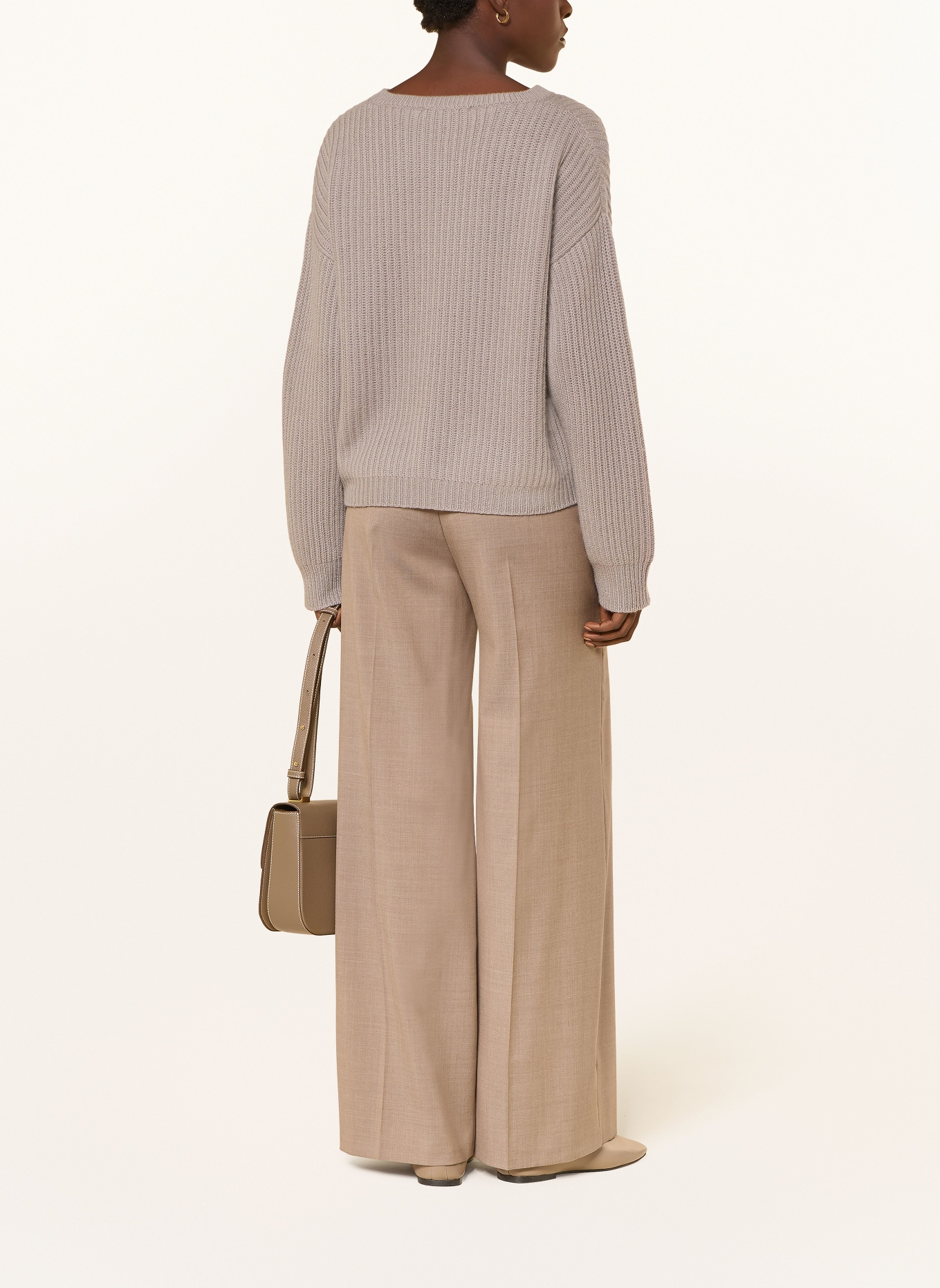 (THE MERCER) N.Y. Trui van merinowol en kasjmier: TAUPE