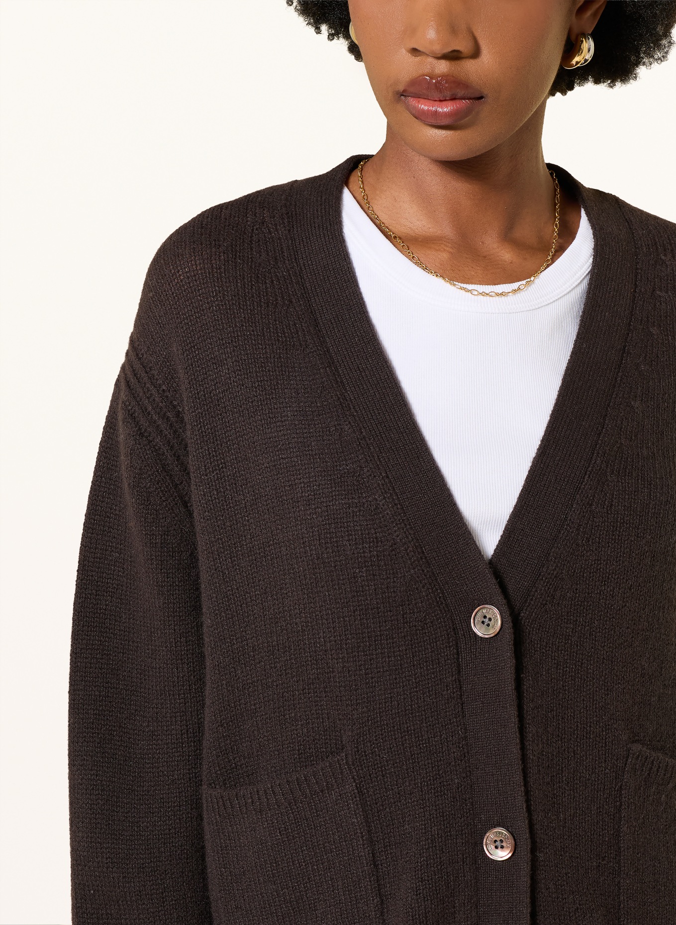 (THE MERCER) N.Y. Strickjacke aus Cashmere: DUNKELBRAUN
