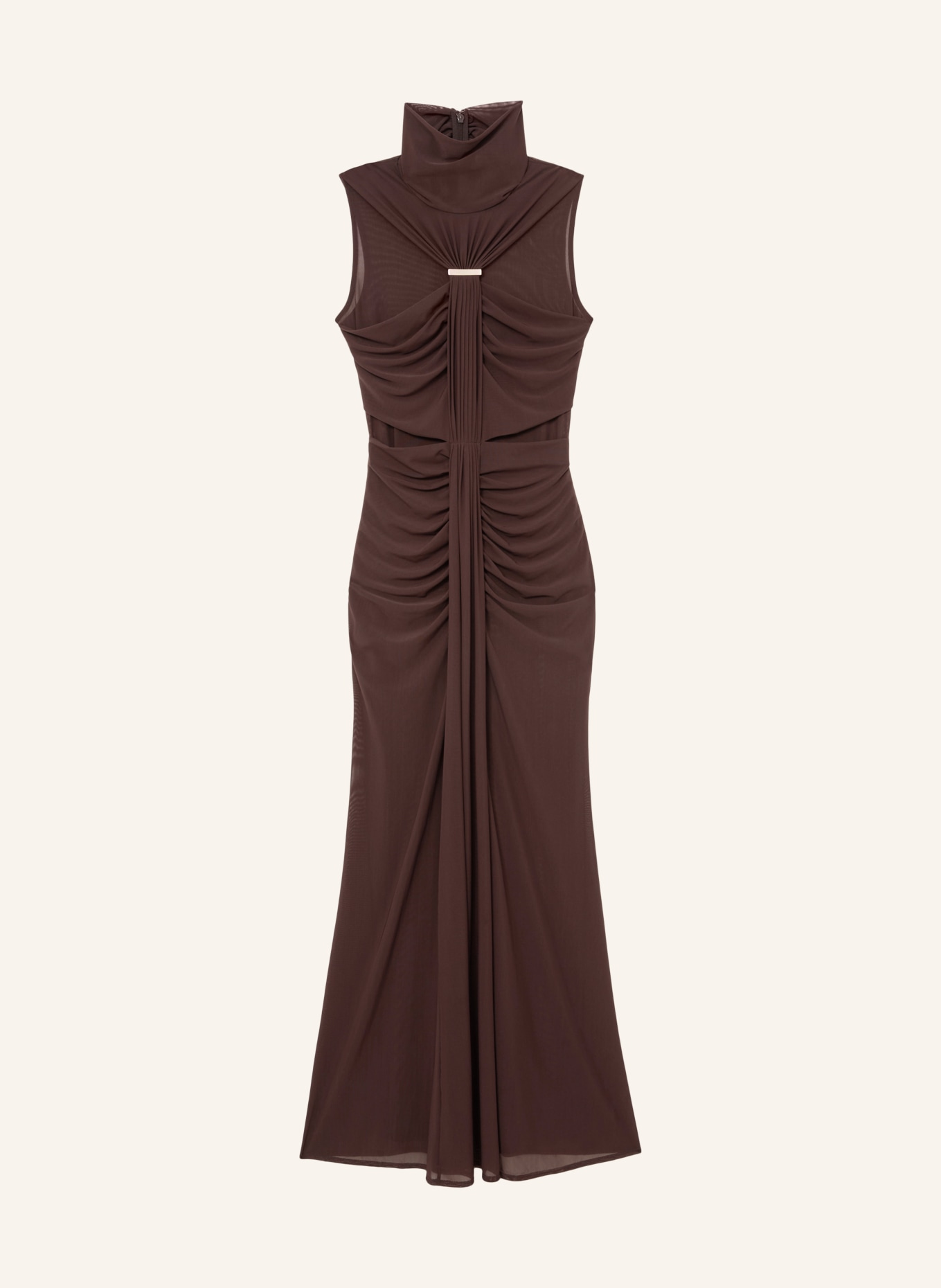 REISS COLETTE mesh dress: DARK BROWN