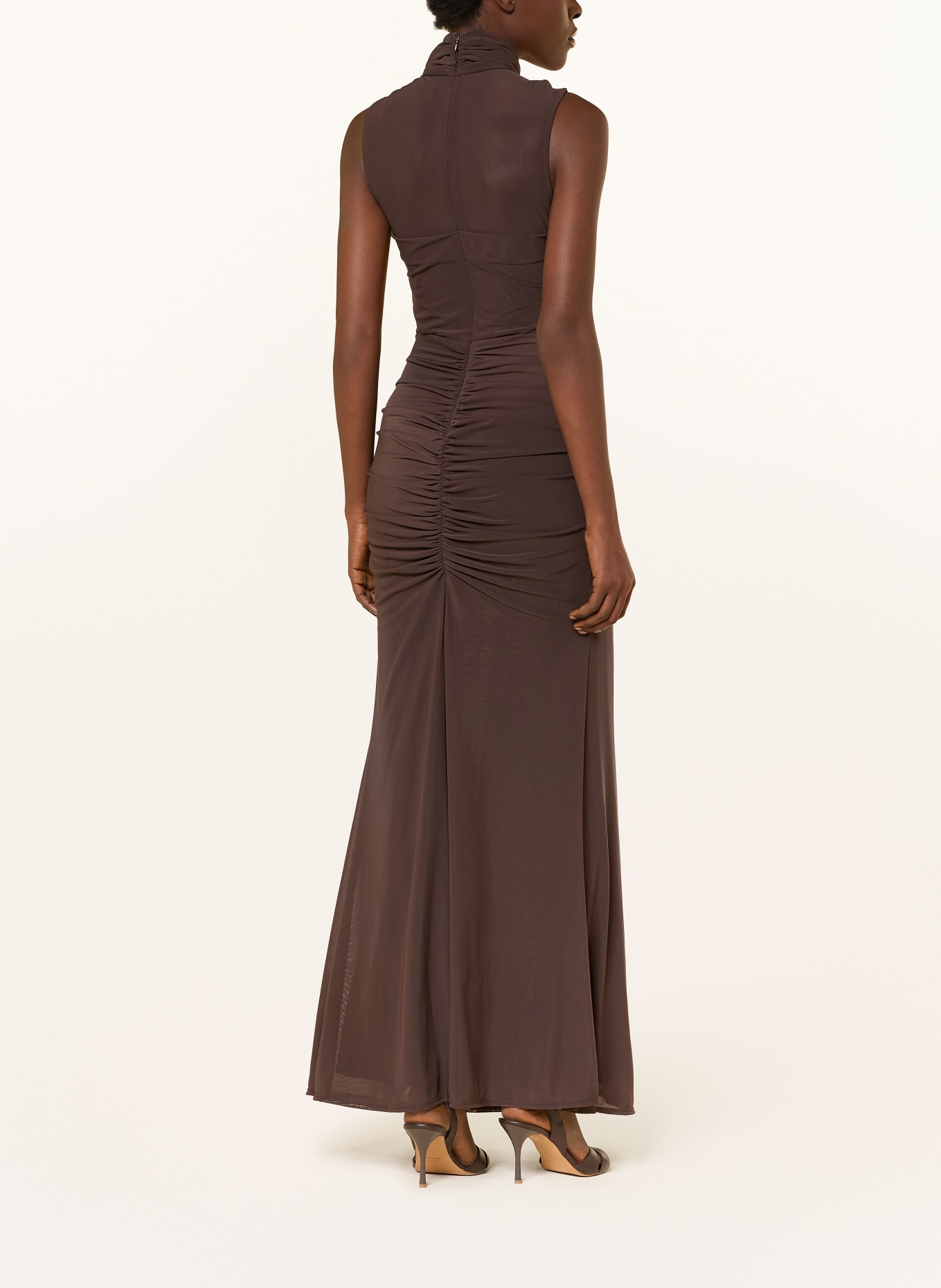 REISS COLETTE mesh dress: DARK BROWN