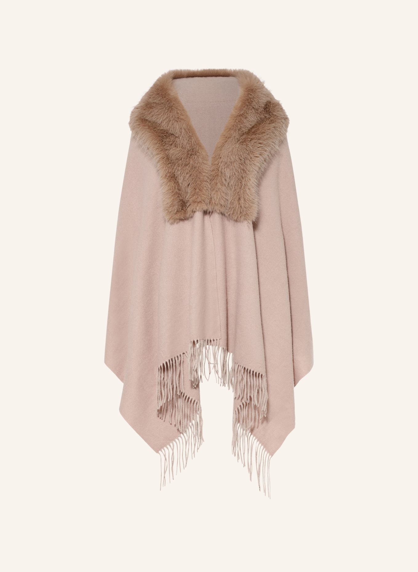 RINO & PELLE Cape WENDY mit Kunstfell: BEIGE