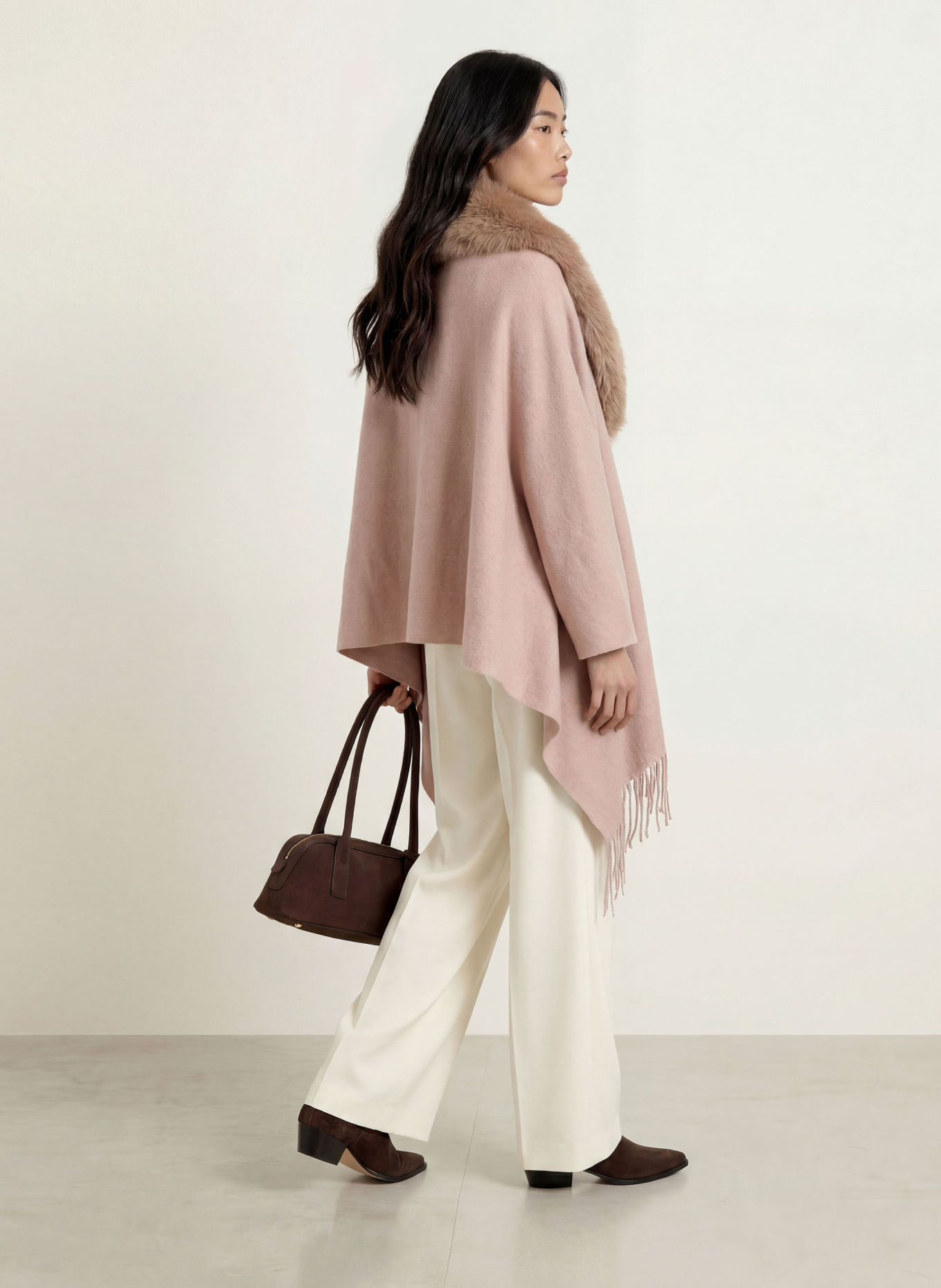 RINO & PELLE Cape WENDY mit Kunstfell: BEIGE