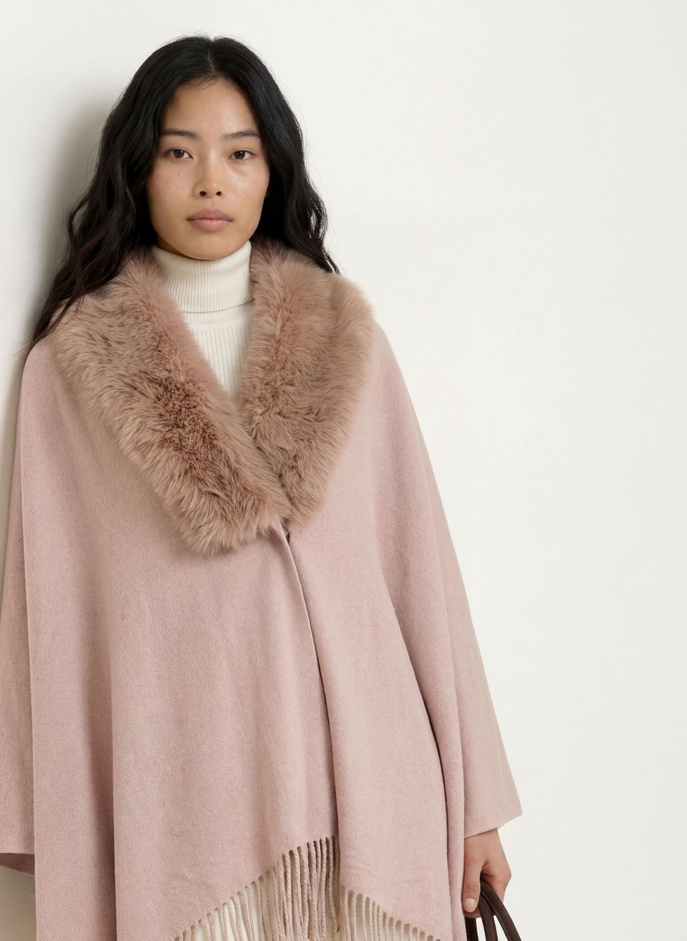 RINO & PELLE Cape WENDY mit Kunstfell: BEIGE