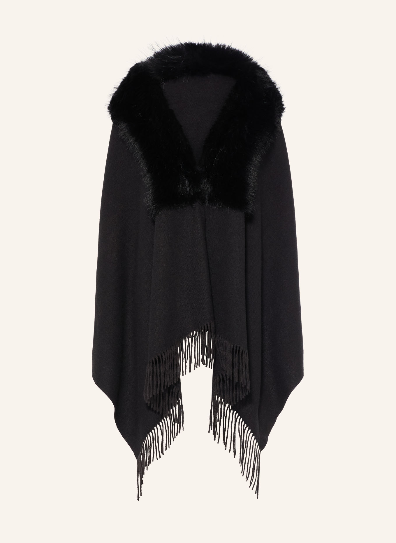 RINO & PELLE Cape WENDY mit Kunstfell: SCHWARZ