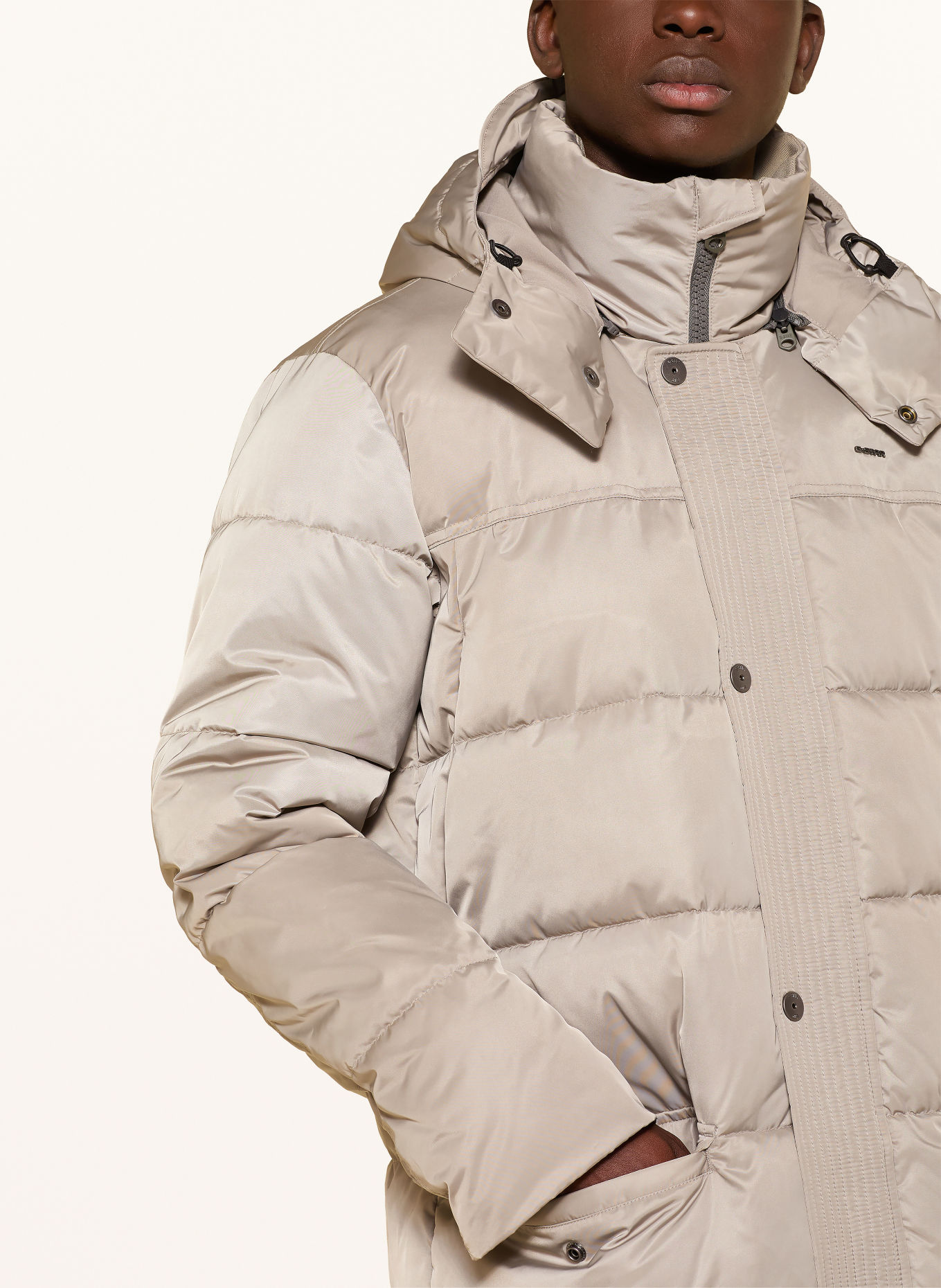 G-Star Steppmantel ELEMENT mit abnehmbarer Kapuze: HELLGRAU