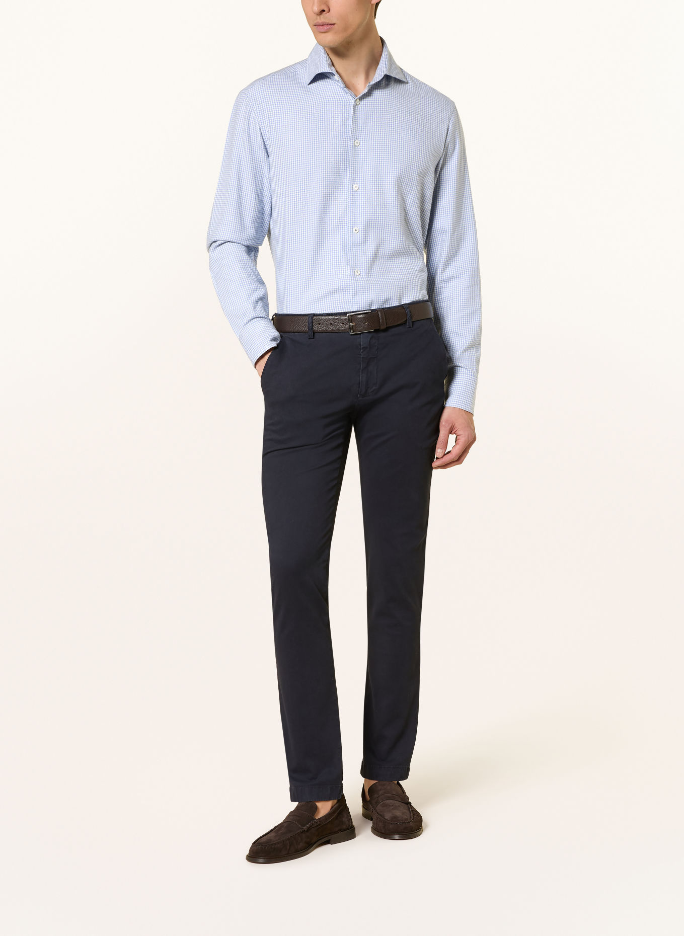 van Laack Flannel Shirt VL-RIVAR-PTFK Regular Fit: LIGHT BLUE / WHITE