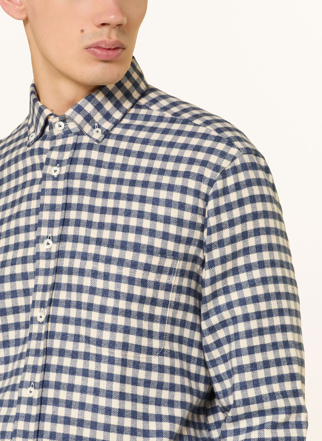 van Laack Flanellhemd VL-ROY-TFK Tailor Fit: DUNKELBLAU / WEISS