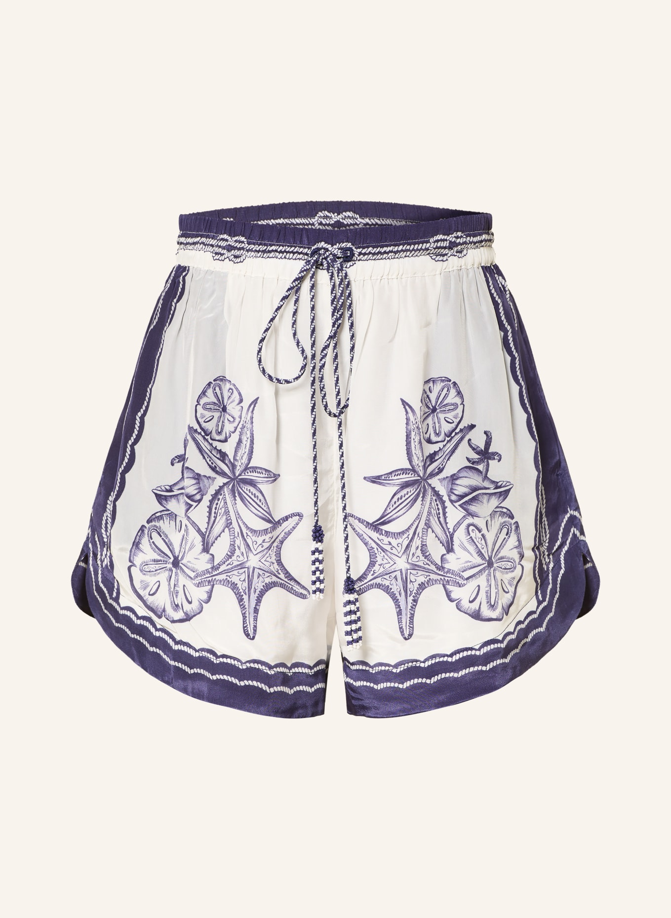 FARM RIO Satin shorts: DARK BLUE / WHITE