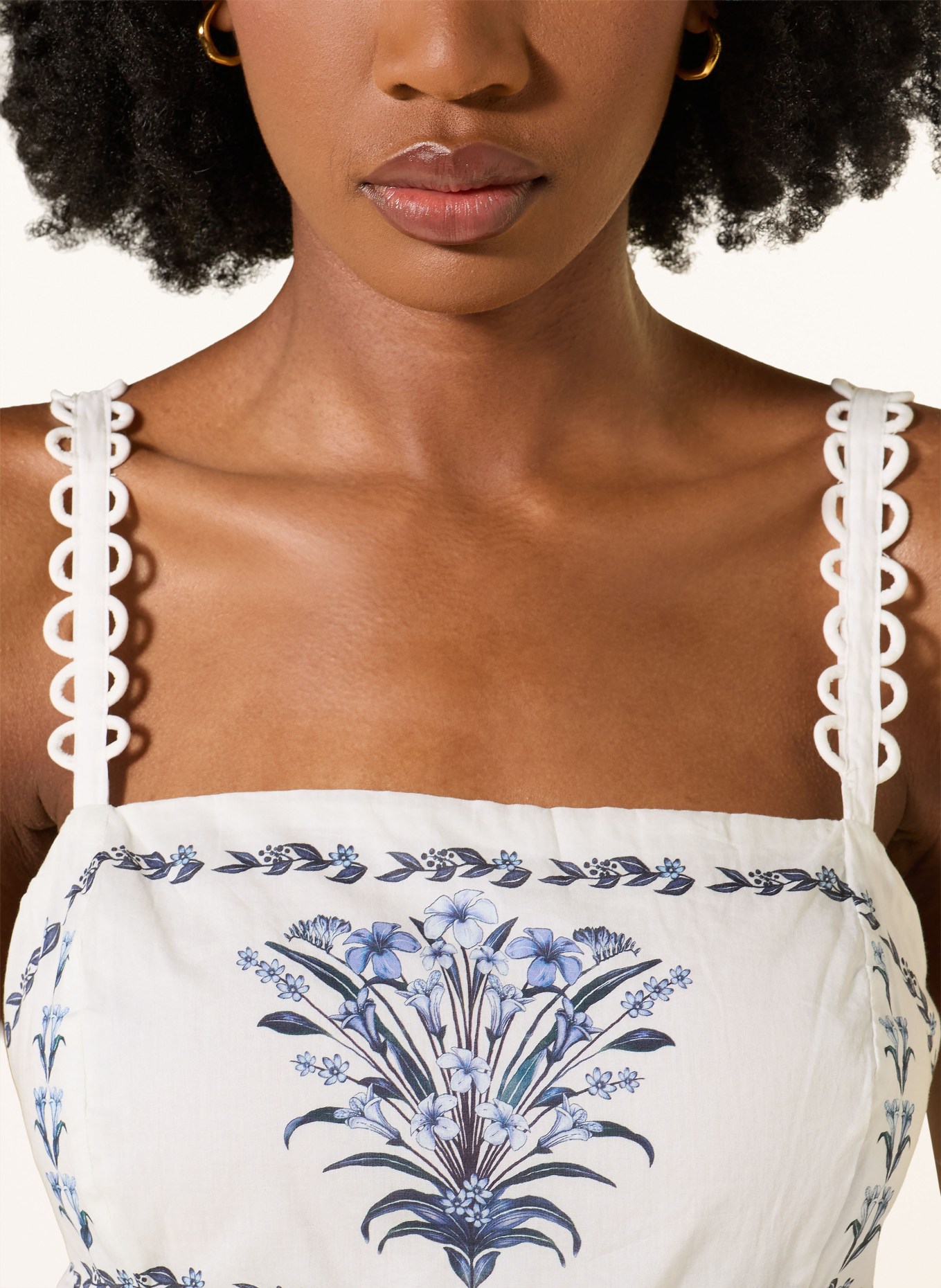 FARM RIO Dress: WHITE / BLUE