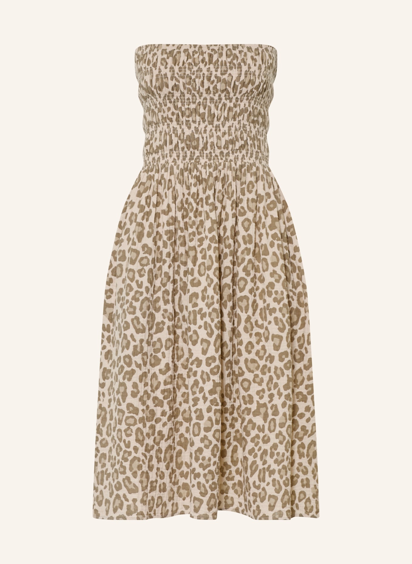 Juvia Robe à épaules dénudées SUSAN en mousseline: TAUPE / BEIGE / ÉCRU