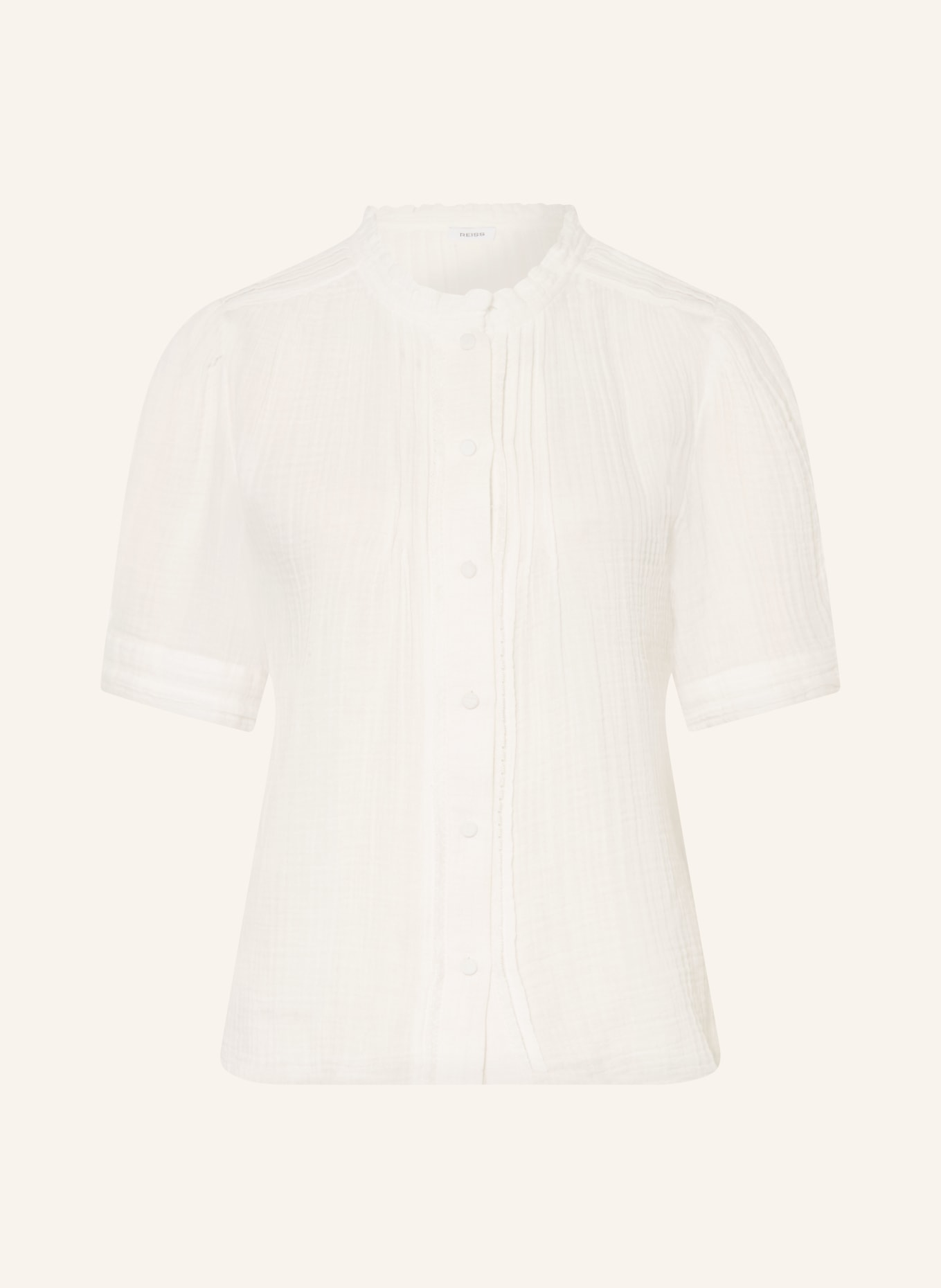 REISS Blouse AURELIA à volants et dentelle: BLANC