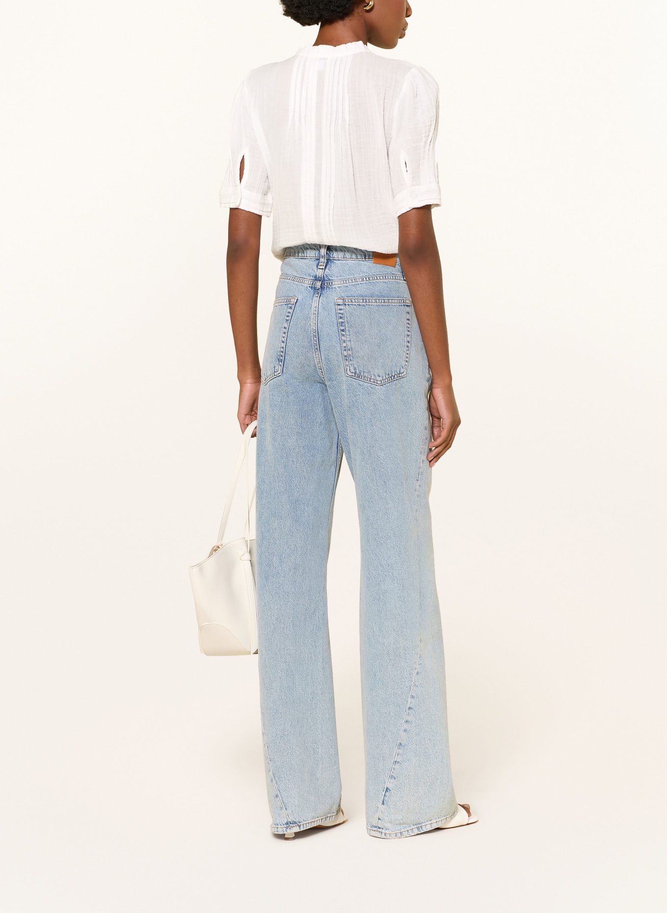 REISS Blouse AURELIA à volants et dentelle: BLANC