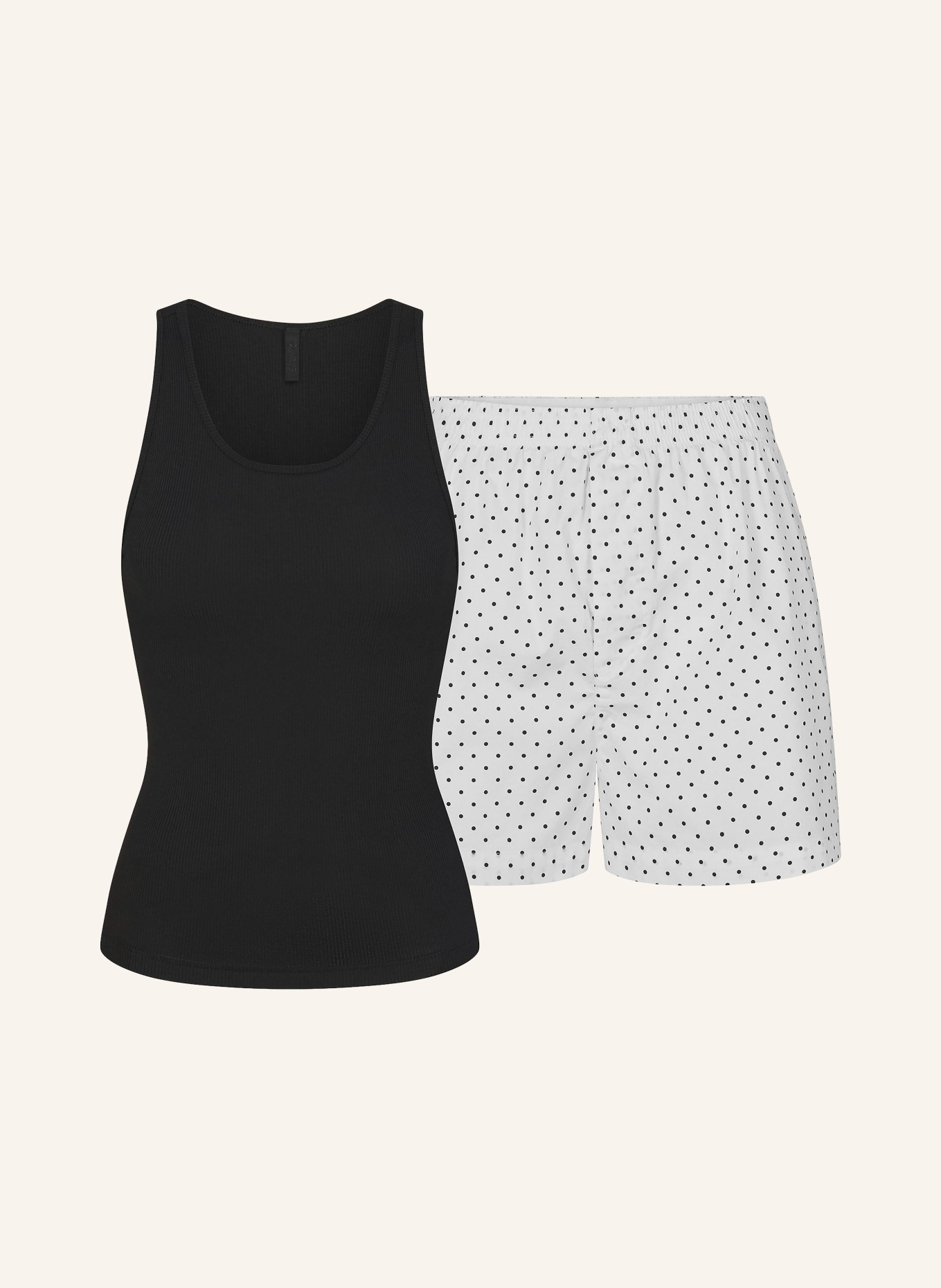 SKIMS Shorty-Schlafanzug COTTON POPLIN: ONYX DOT