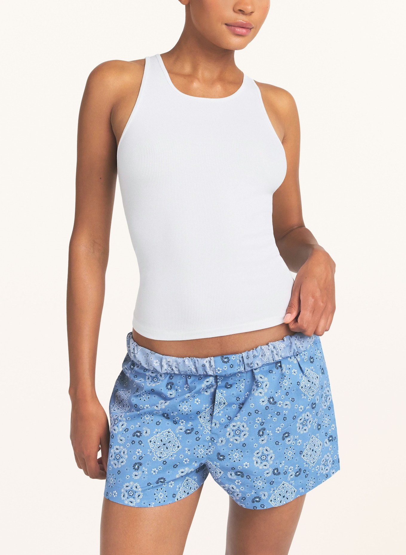 SKIMS Shorty-Schlafanzug COTTON POPLIN: ARCTIC SNOW BANDANA