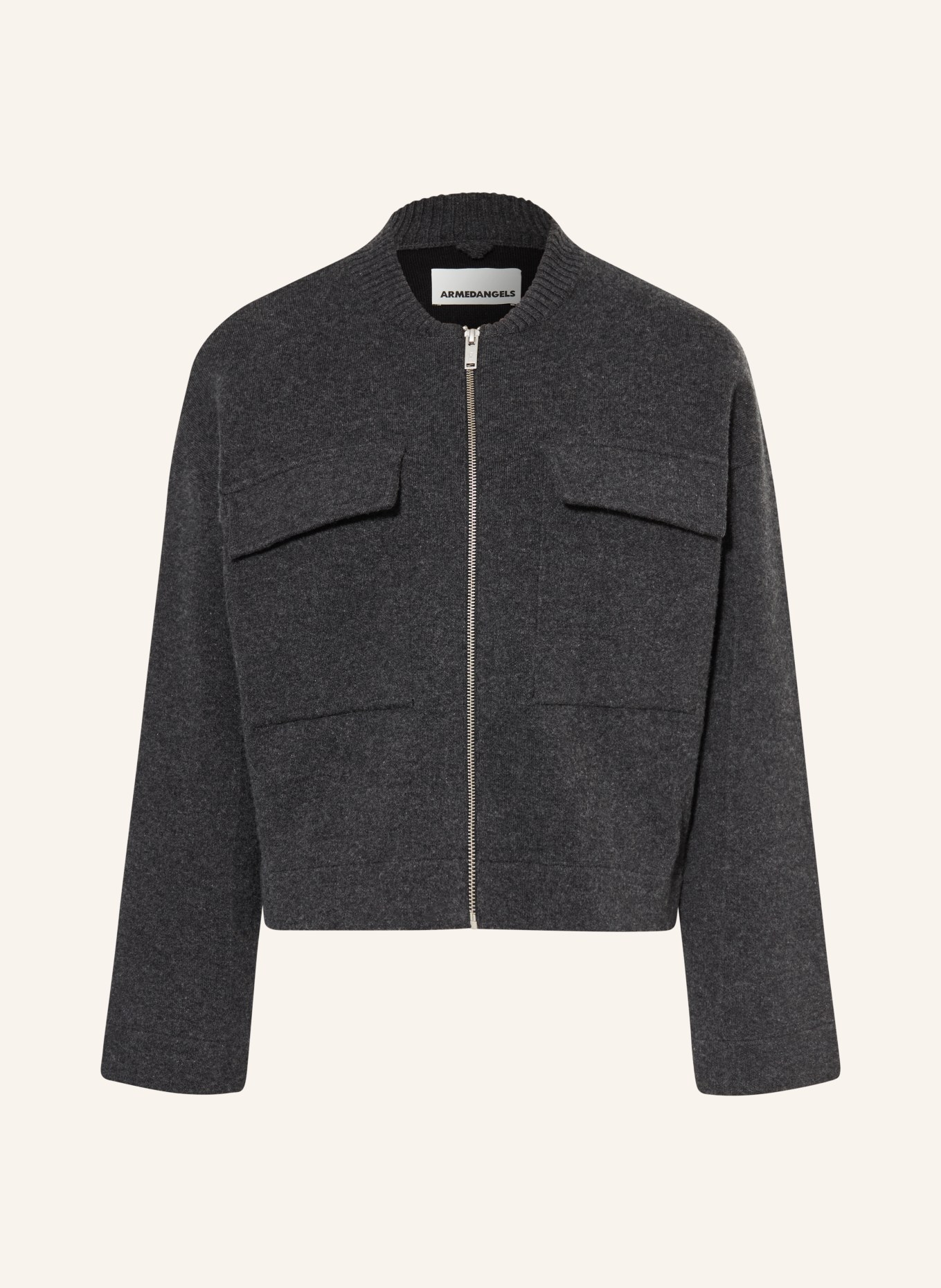 ARMEDANGELS Gebreide blouson: ZWART / DONKERGRIJS