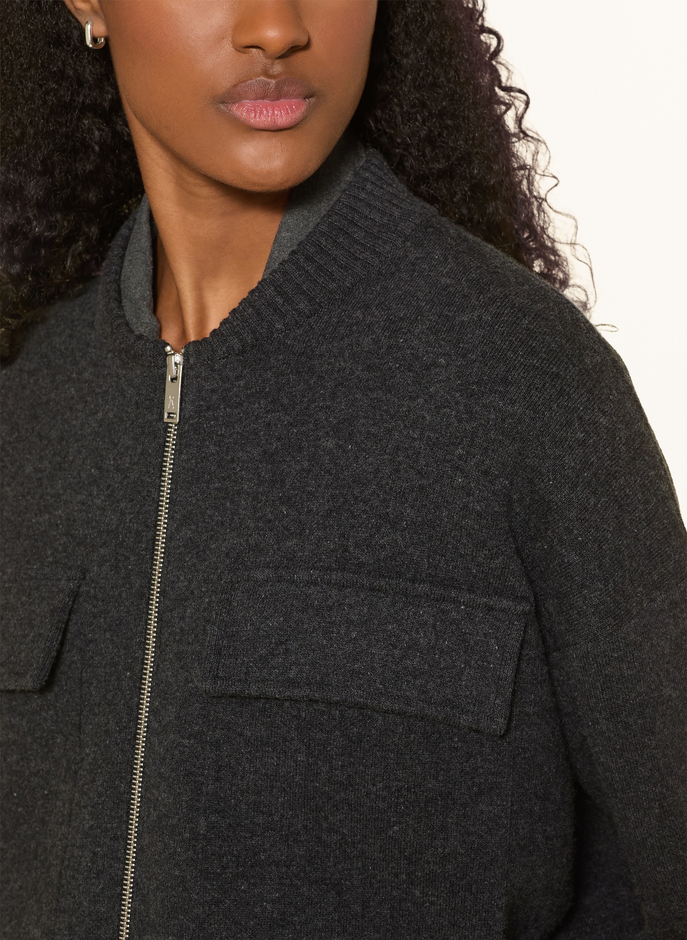 ARMEDANGELS Gebreide blouson: ZWART / DONKERGRIJS