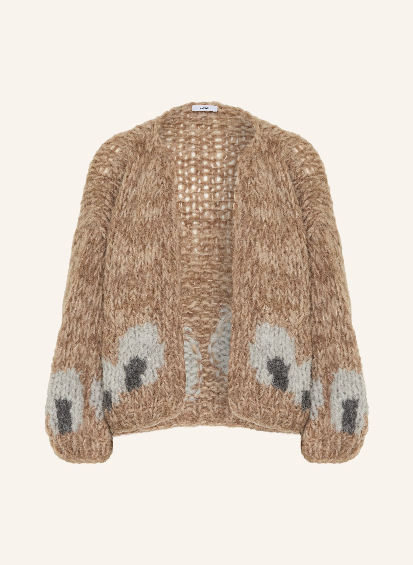 MAIAMI Knitted cover with alpaca: BROWN / BLUE GRAY / DARK GRAY
