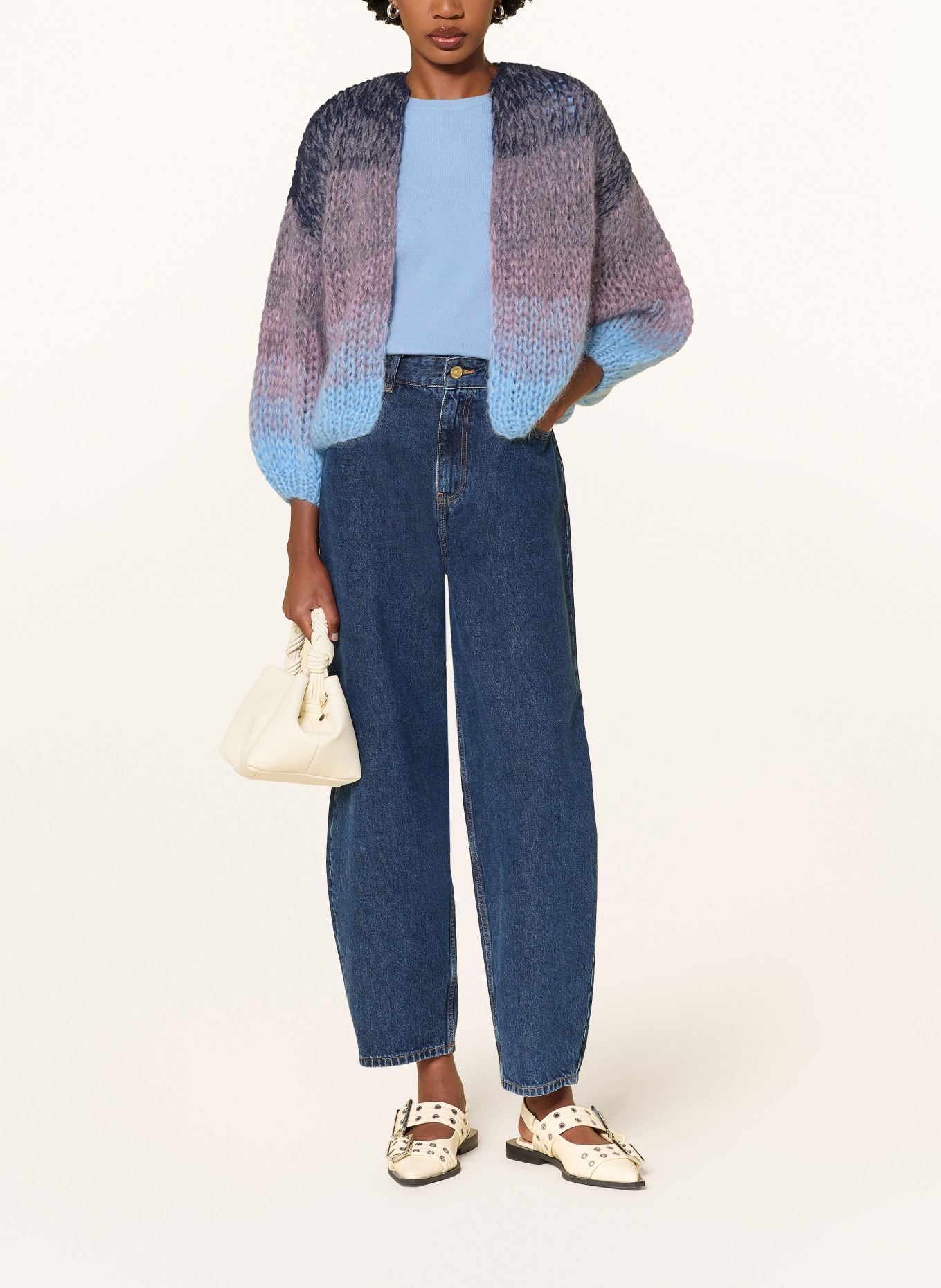 MAIAMI Knitted cover with mohair: PURPLE / LIGHT BLUE / DARK BLUE