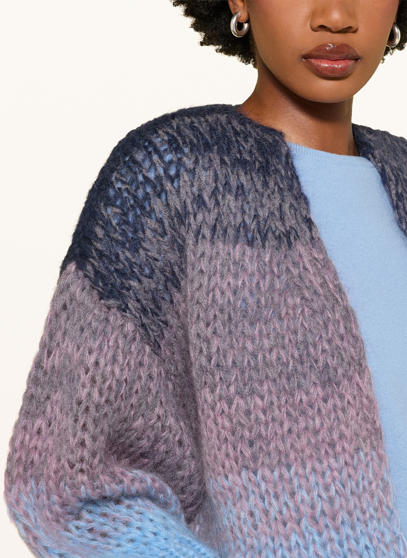 MAIAMI Knitted cover with mohair: PURPLE / LIGHT BLUE / DARK BLUE