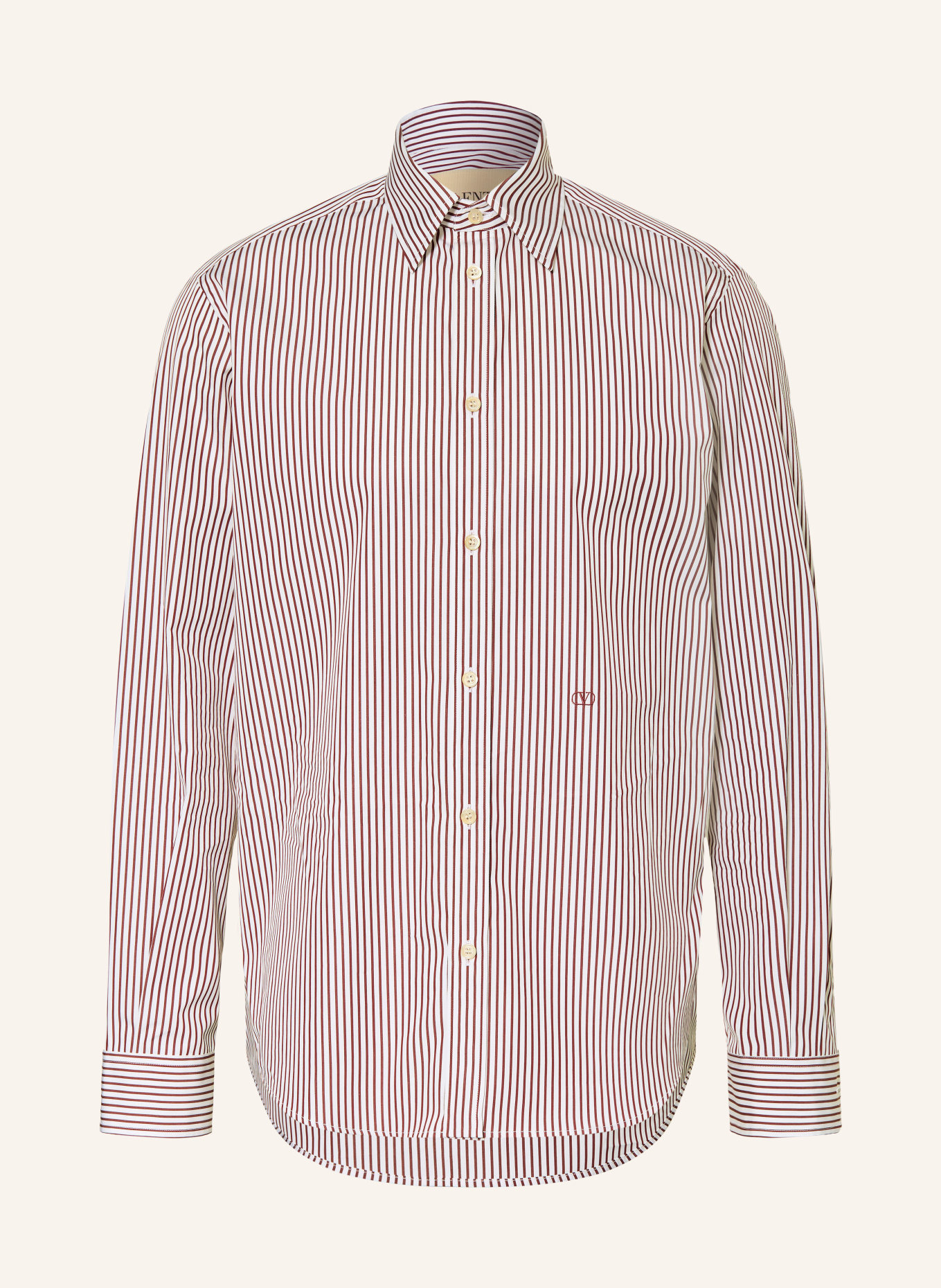 VALENTINO Chemise VLOGO SIGNATURE Comfort Fit: BLANC / ROUGE FONCÉ