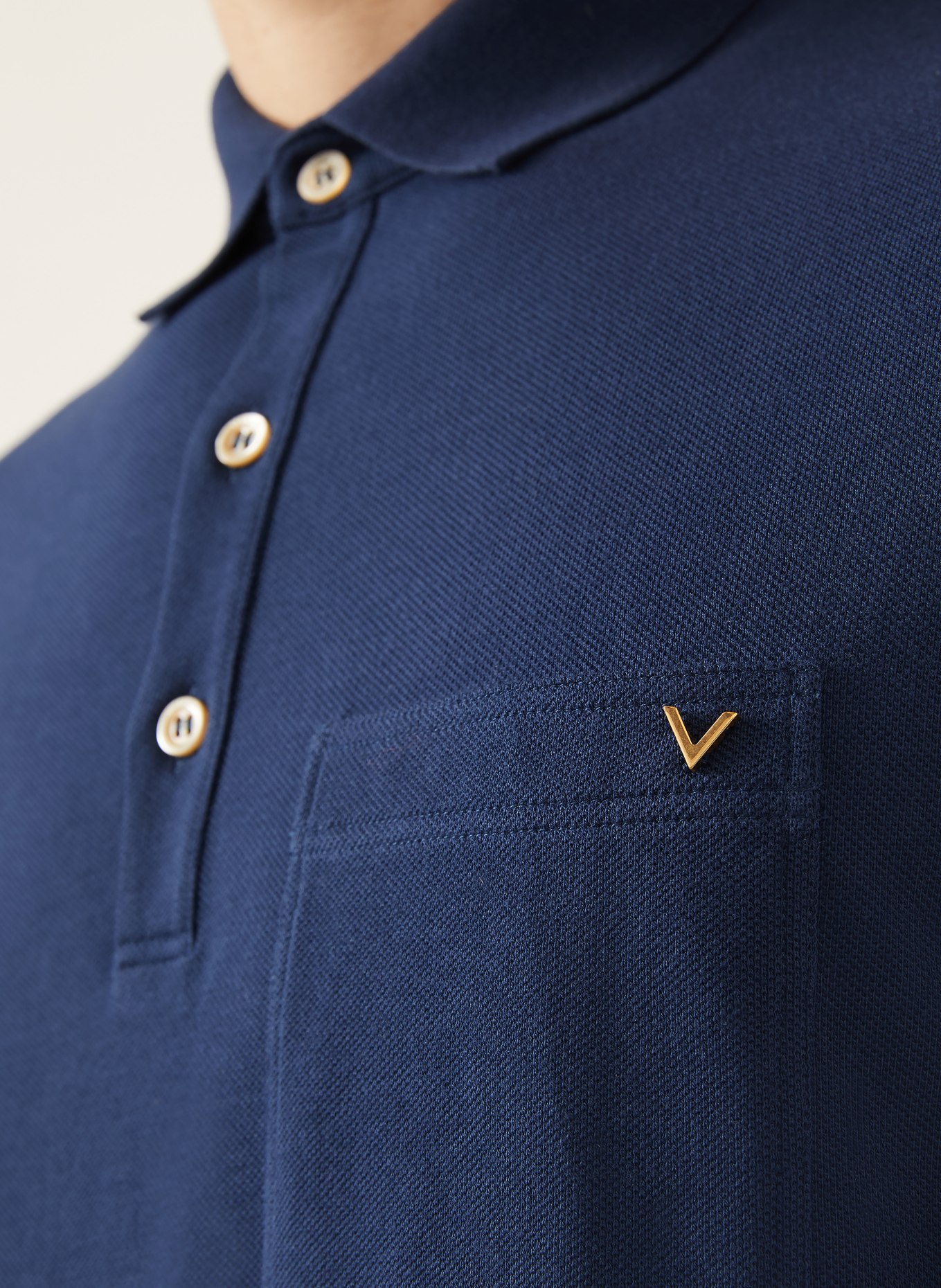VALENTINO Piqué-poloshirt VGOLD: DONKERBLAUW