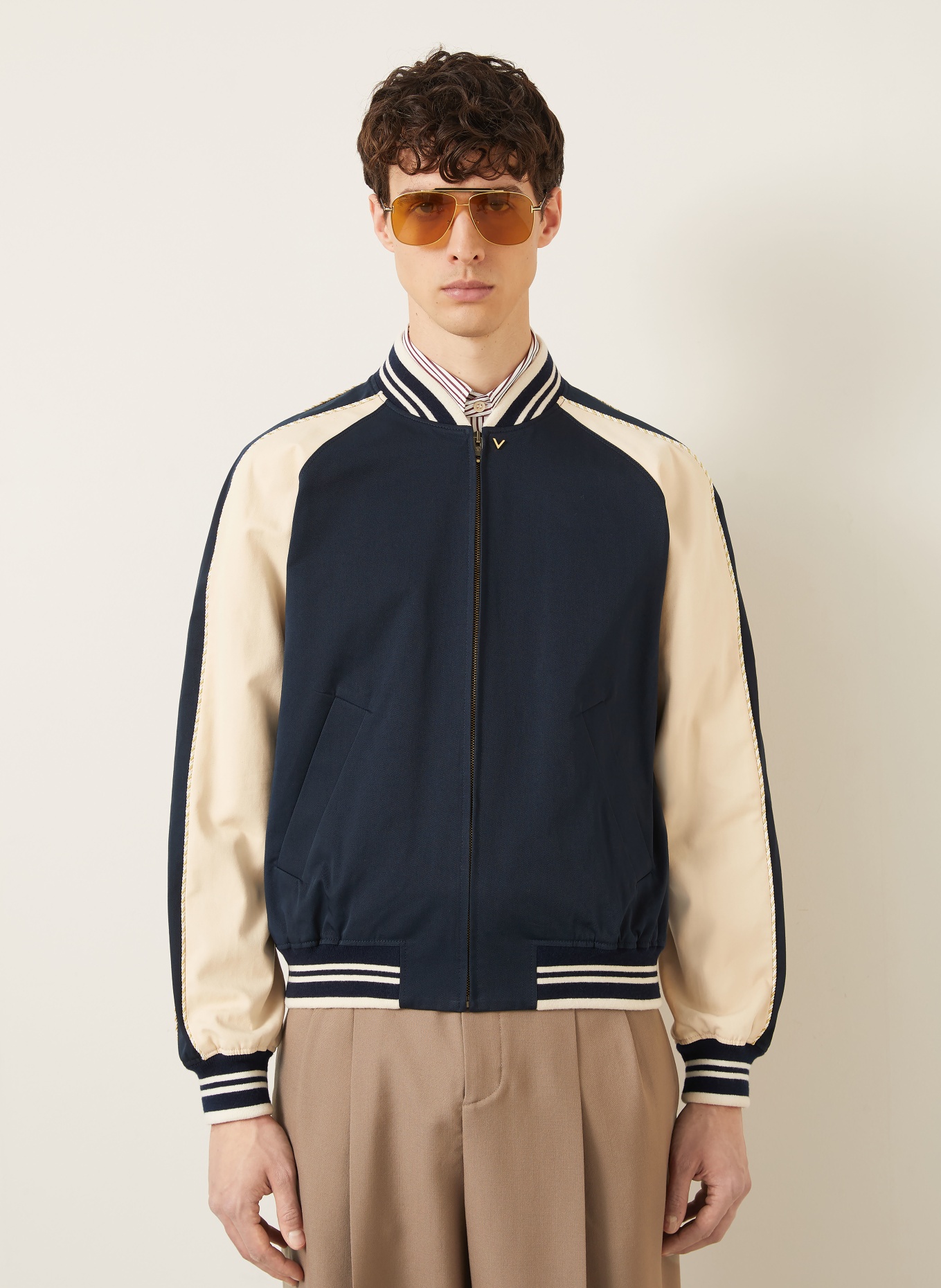 VALENTINO Blouson VGOLD: MØRKEBLÅ / GULD / CREME