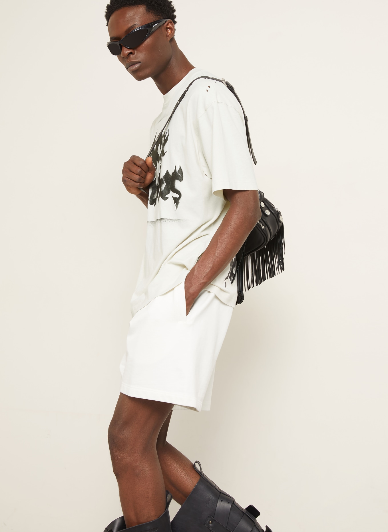 Acne Studios Oversized shirt: ECRU / WHITE / BLACK