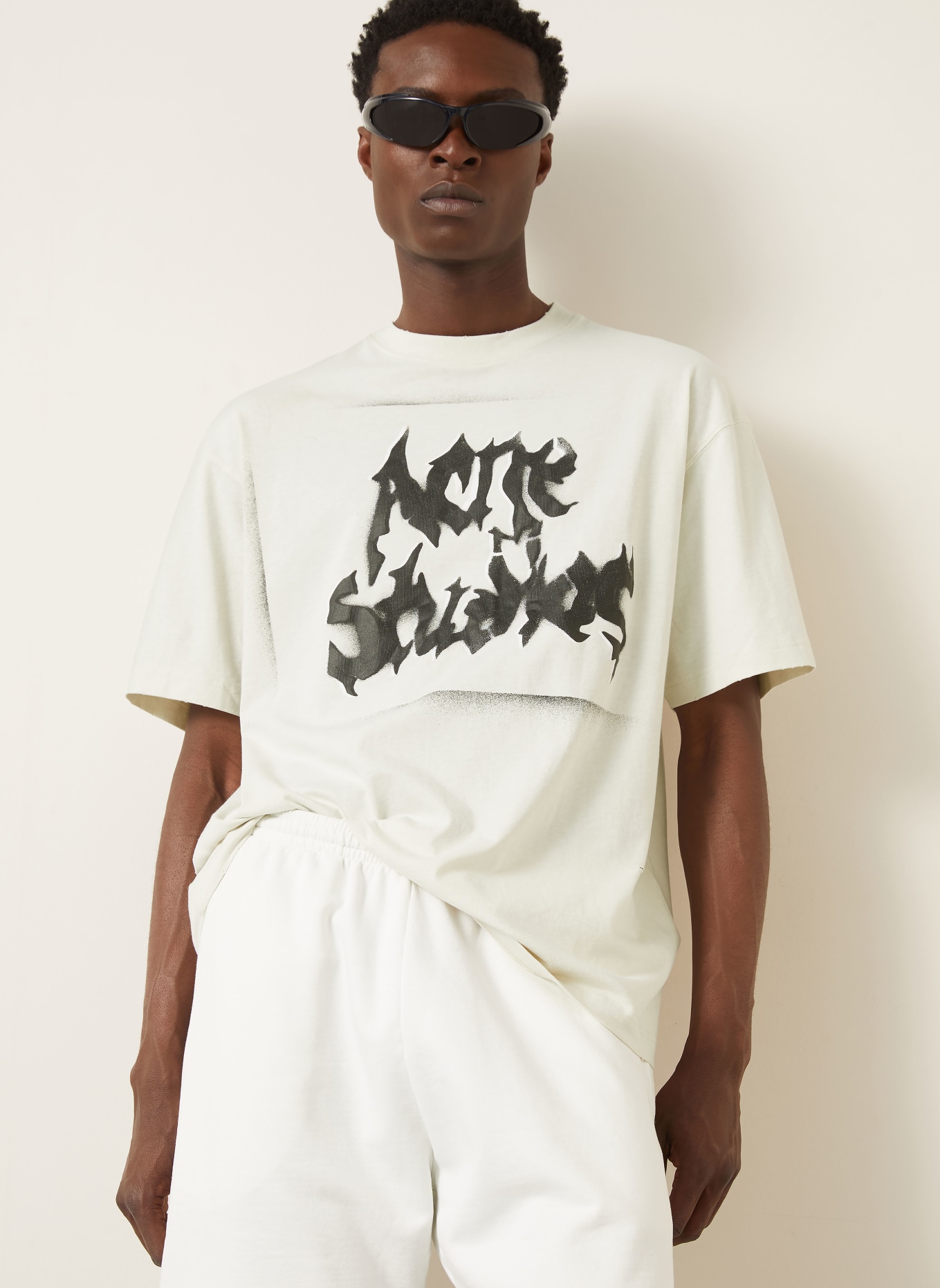 Acne Studios Oversized shirt: ECRU / WHITE / BLACK
