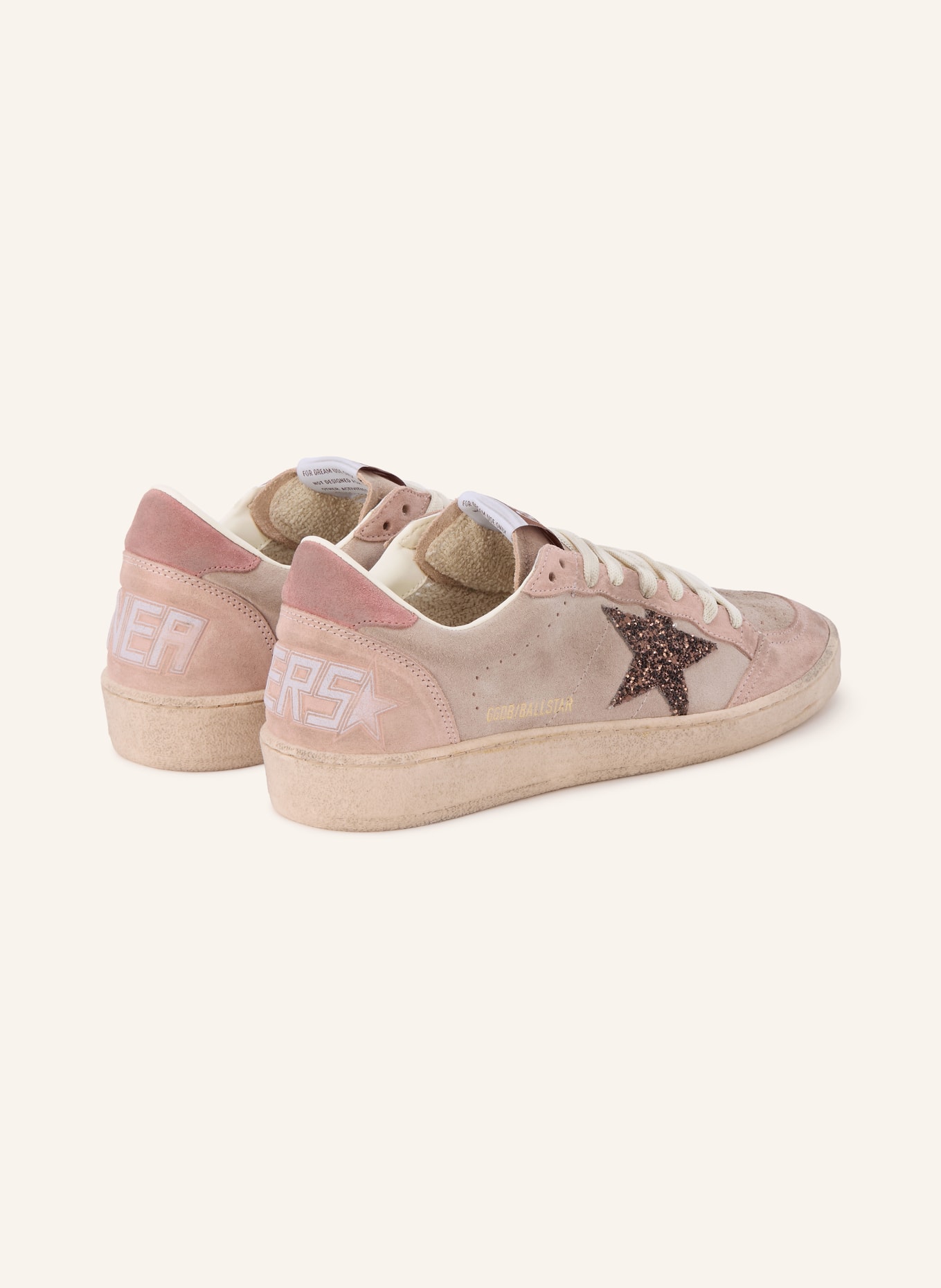 GOLDEN GOOSE Baskets BALL STAR ornées de strass: ROSÉ / GRIS CLAIR