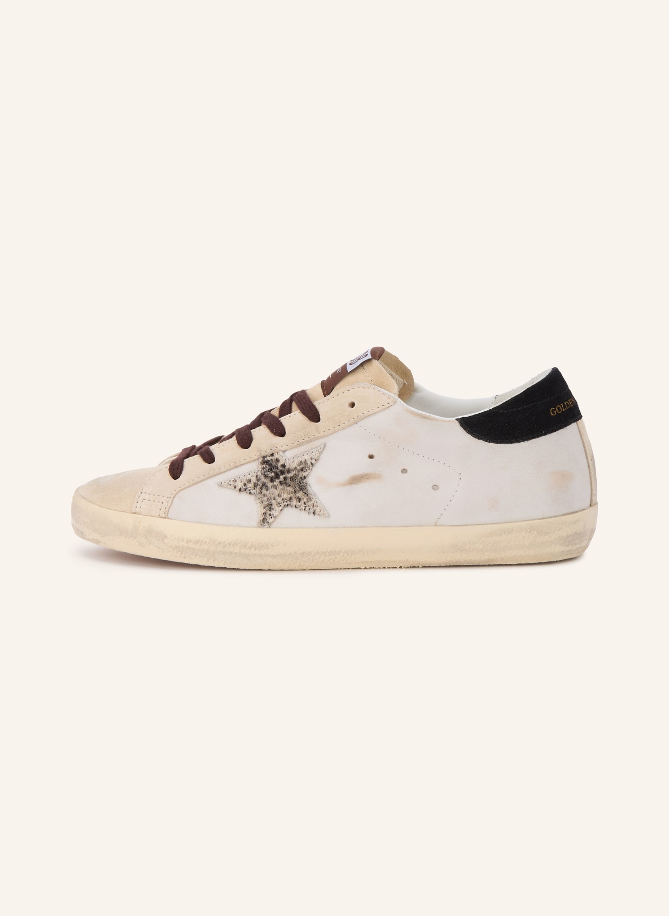 GOLDEN GOOSE Baskets SUPER-STAR: ÉCRU / MARRON FONCÉ / GRIS CLAIR