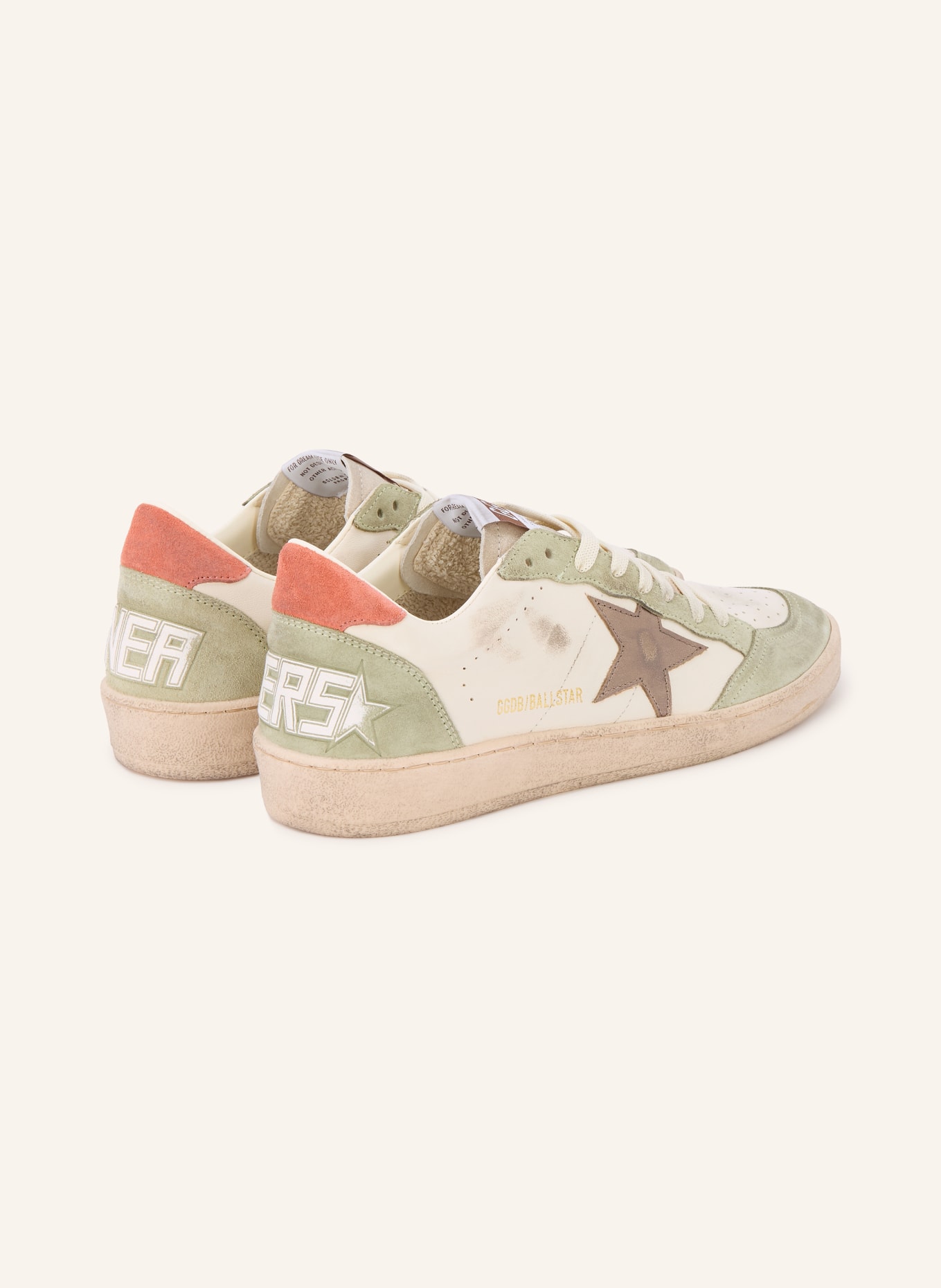 GOLDEN GOOSE Baskets BALL STAR: ÉCRU / ROUGE / VERT