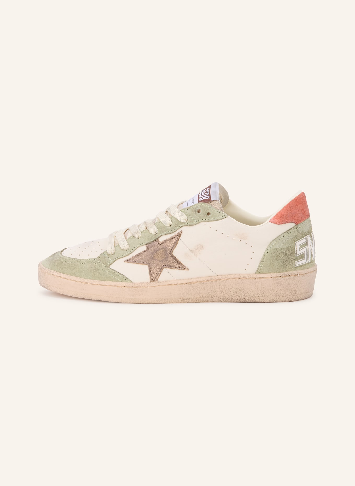 GOLDEN GOOSE Baskets BALL STAR: ÉCRU / ROUGE / VERT