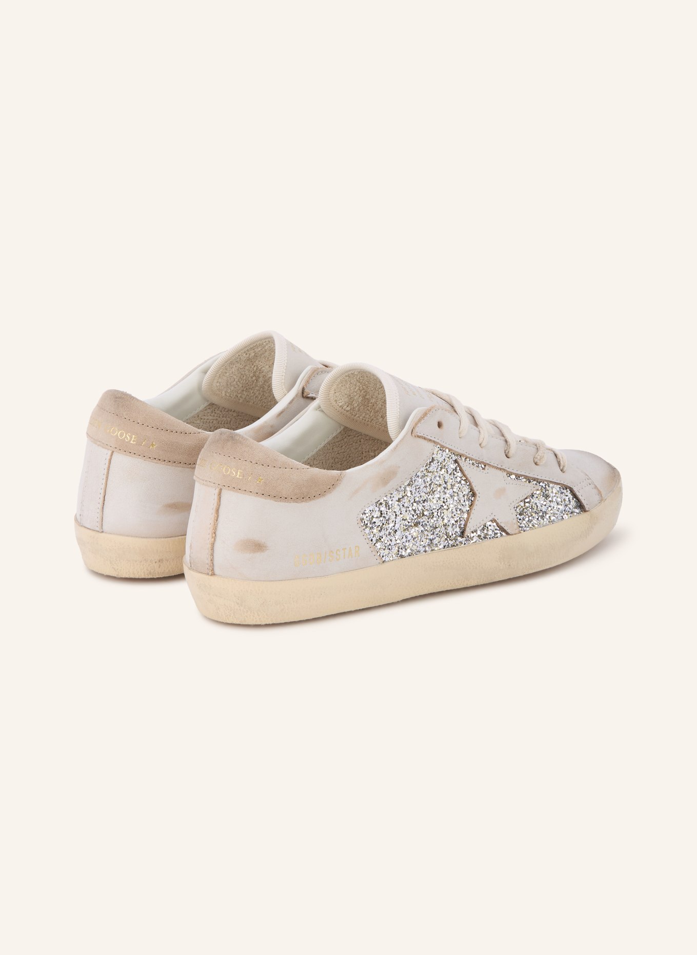 GOLDEN GOOSE Baskets SUPER-STAR: ÉCRU / ARGENT / BEIGE