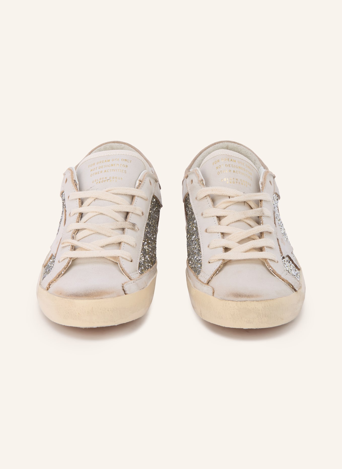 GOLDEN GOOSE Baskets SUPER-STAR: ÉCRU / ARGENT / BEIGE