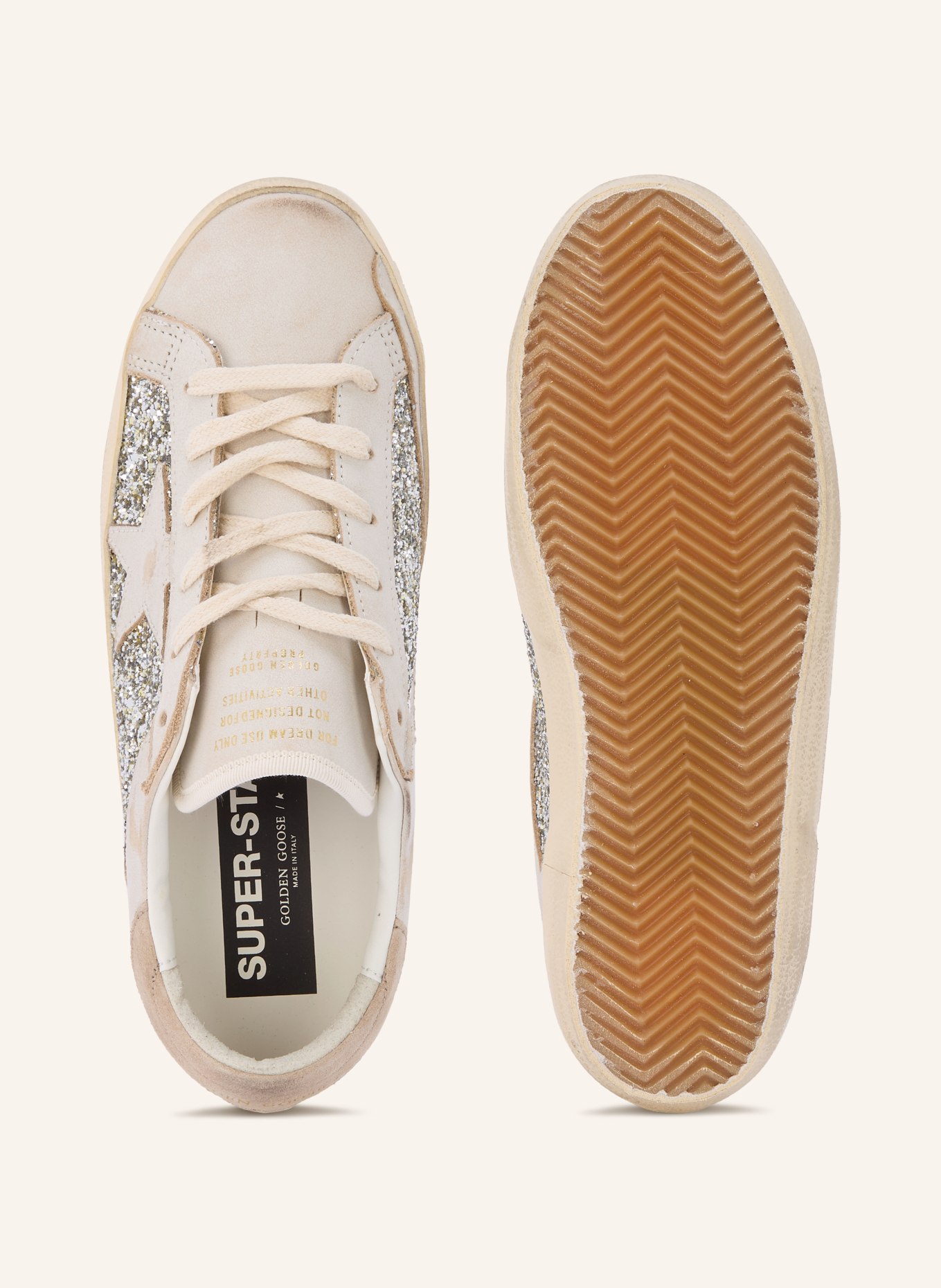 GOLDEN GOOSE Baskets SUPER-STAR: ÉCRU / ARGENT / BEIGE