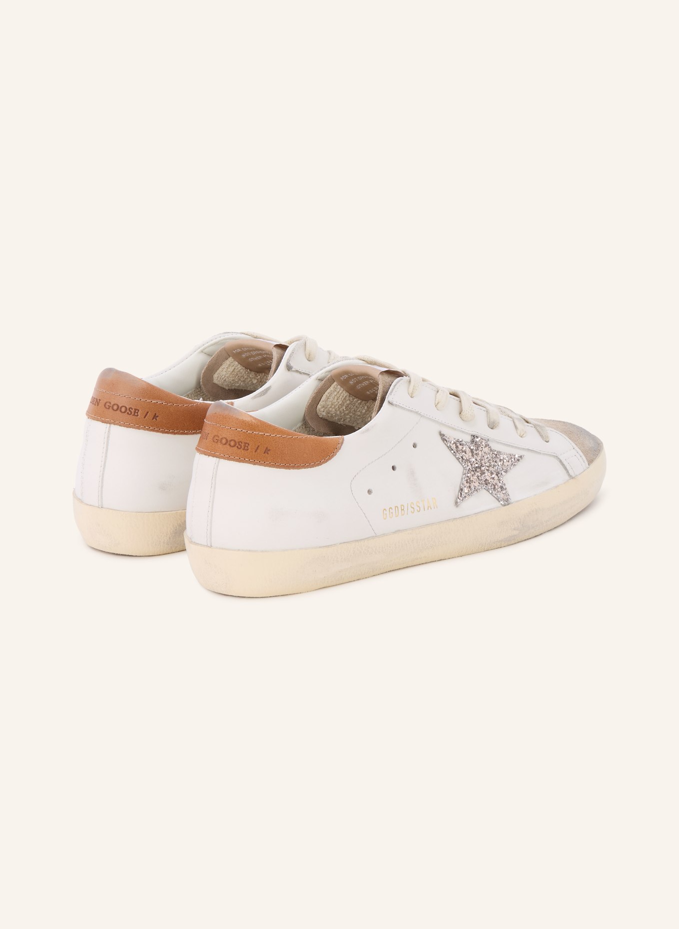 GOLDEN GOOSE Baskets SUPER-STAR: BLANC / COGNAC / TAUPE